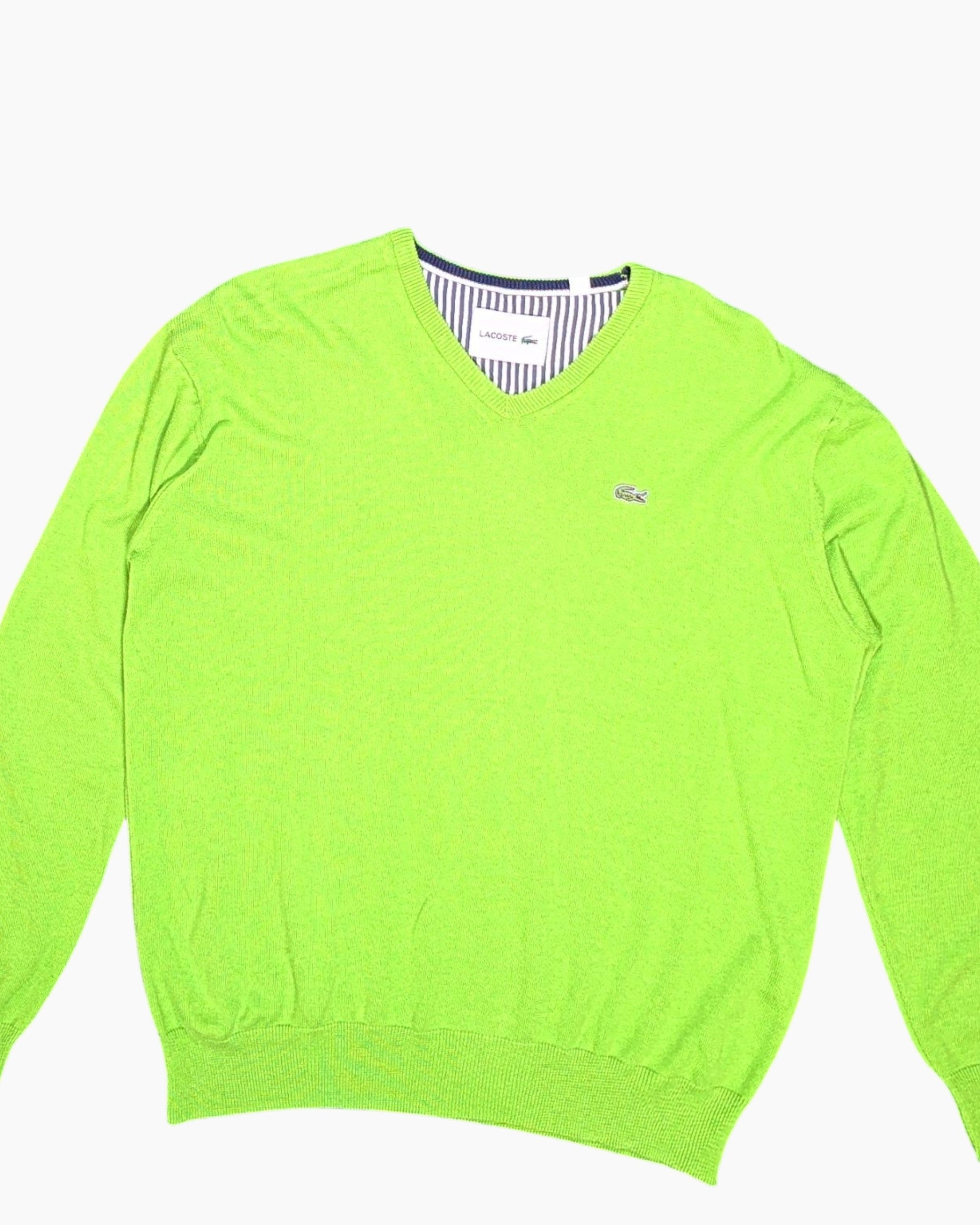 Pre-owned LACOSTE Pullover Sweater XXL Streetwear Green Neon