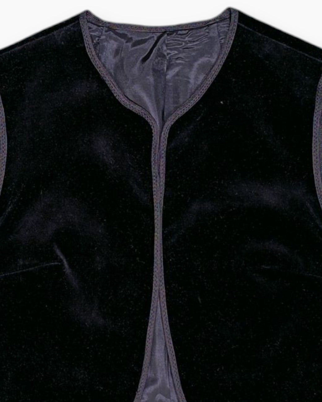 Front-detail-1 Vintage 80s/90s niedieck Vest – Black Cropped Velvet Bolero