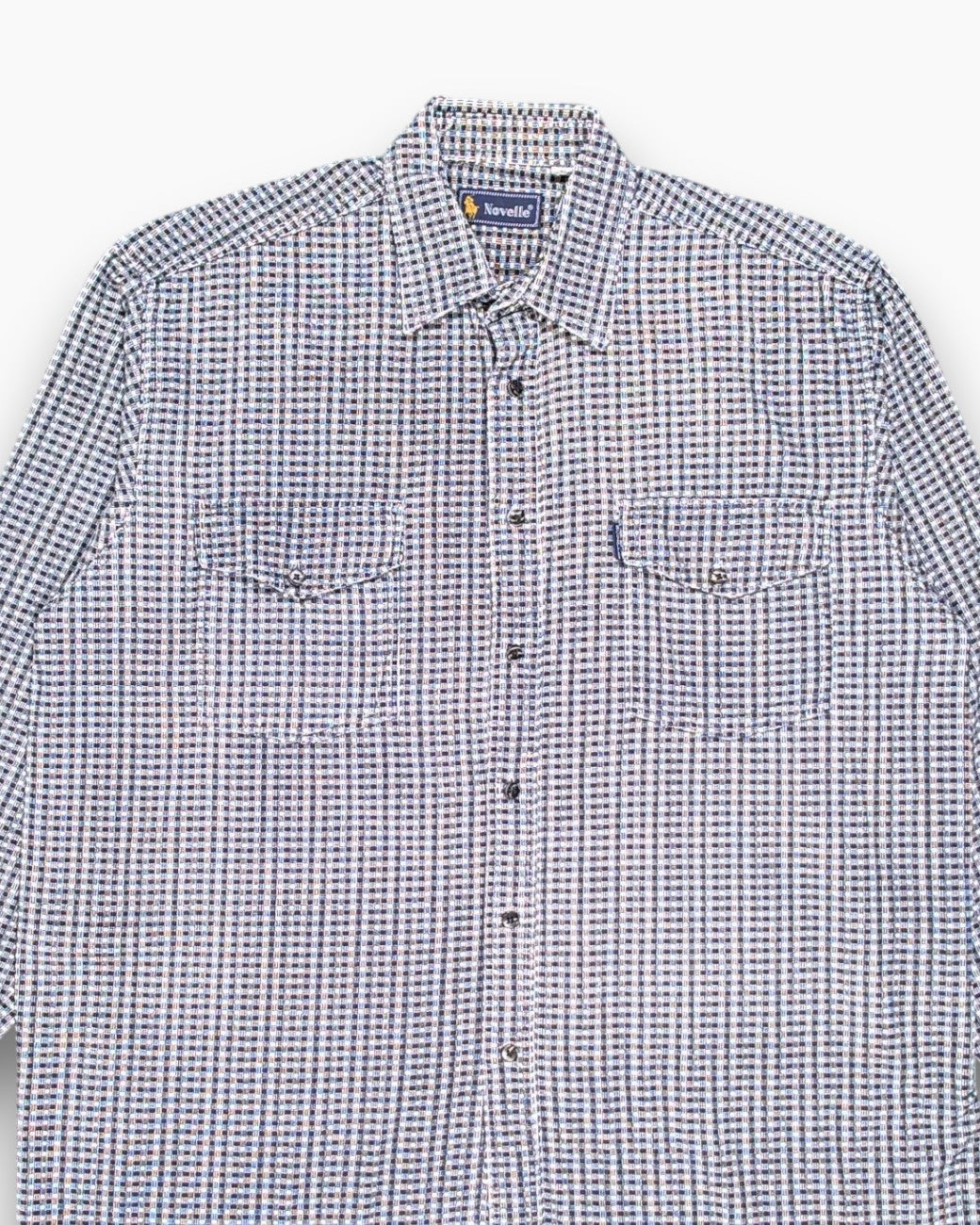 Front-detail-1 Vintage 90s/2000s Novelle Button-Down Shirt – Checkered (S/M)