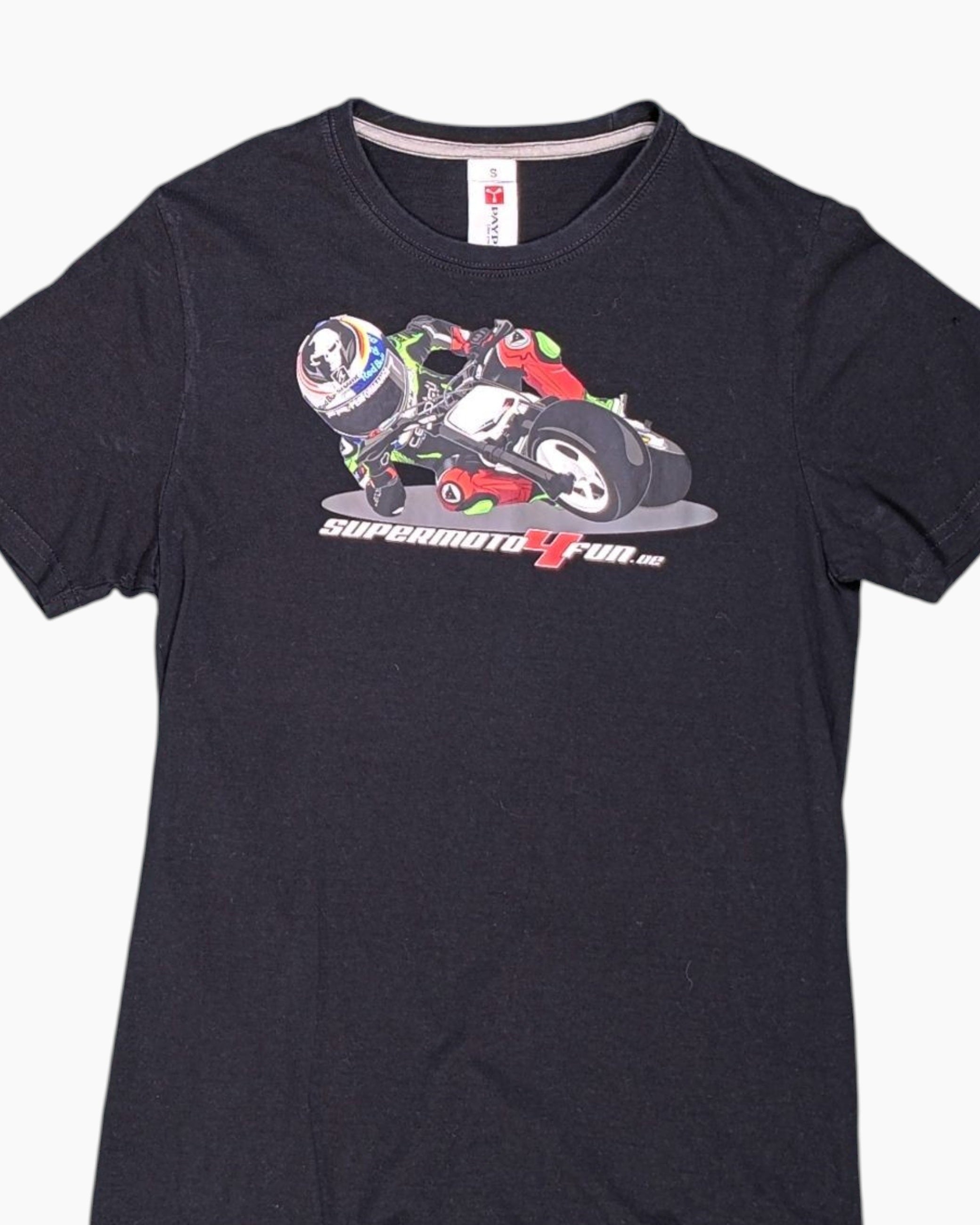 Front-detail-1 Pre-owned PAYPER Graphic T-Shirt – Black Motorcycle Print