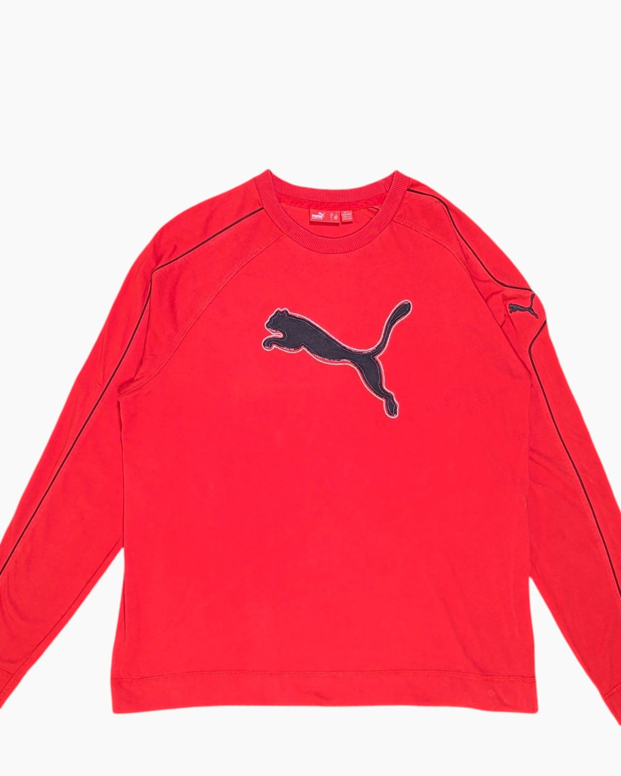 Front-detail-1 Pre-owned PUMA Graphic Long Sleeve T-Shirt – Red Chest Logo