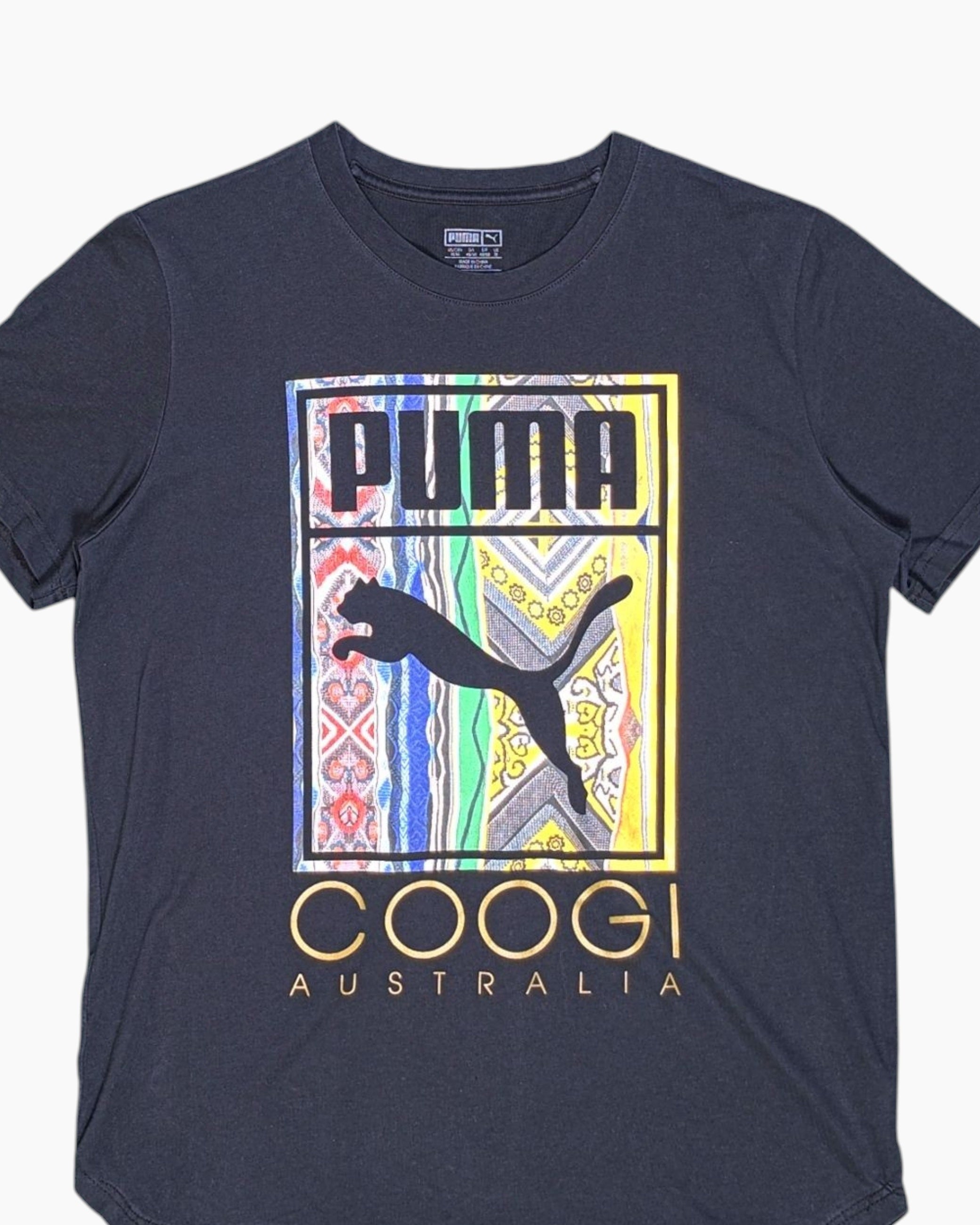 Front-detail-1 Pre-owned PUMA Graphic T-Shirt – Black Front Graphic (Size M)