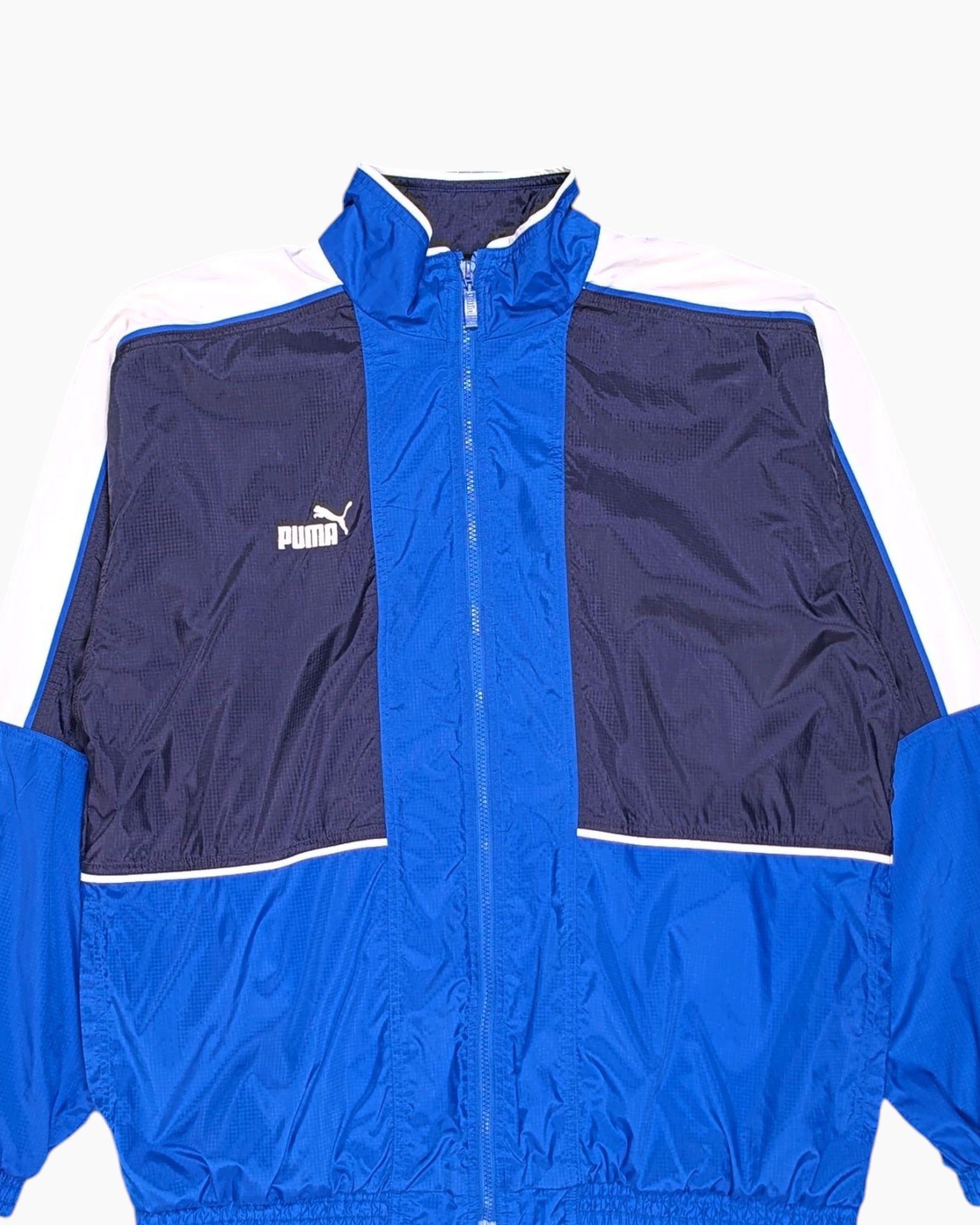 PUMA / ナイロンジャケット/XL/--/BLU Pre-owned PUMA Track Jacket Unisex XL – Blue Colorblock | ThriftTale