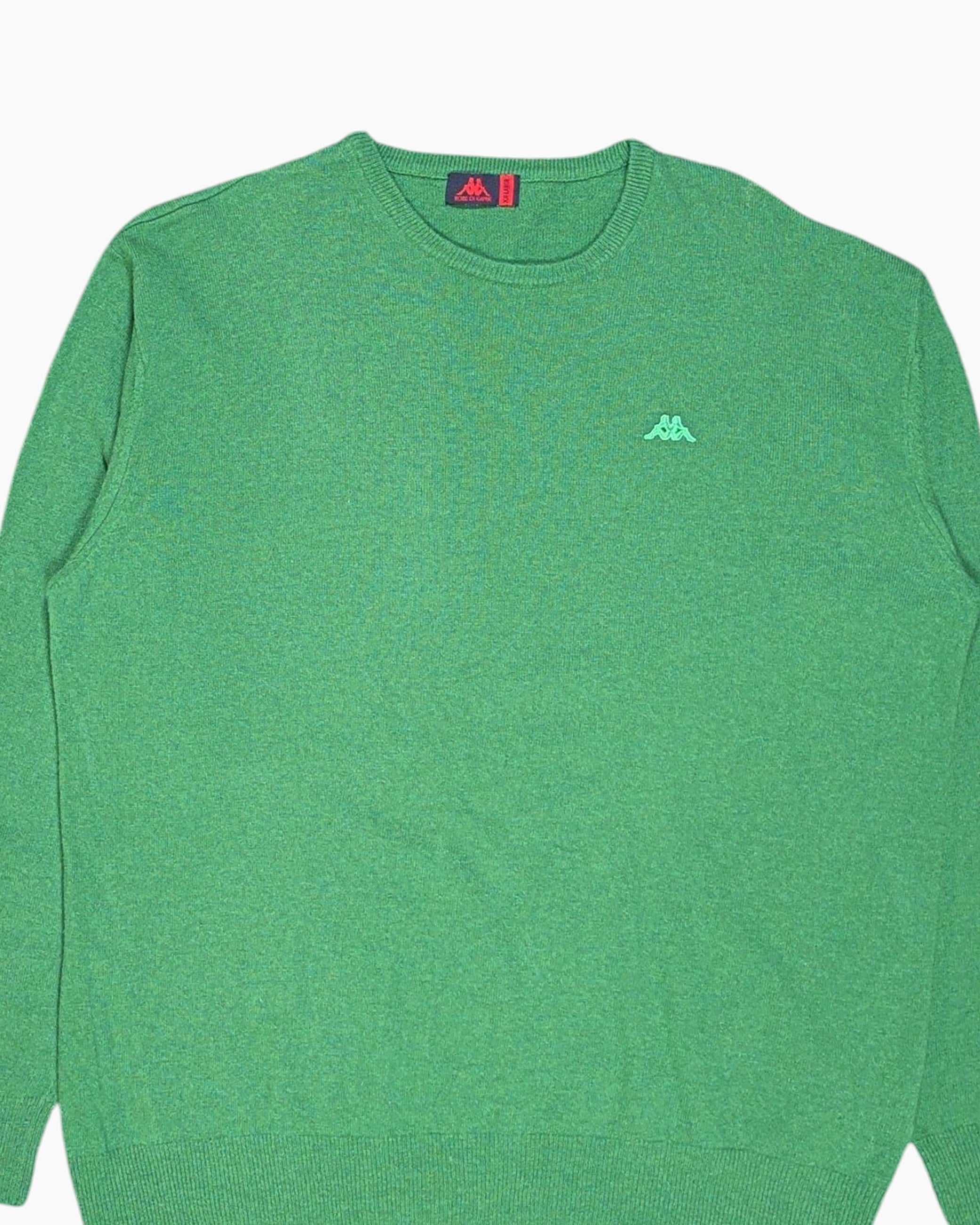 Front-detail-1 Vintage 90s/2000s ROBE DI KAPPA Pullover Sweater – Green Lambswool