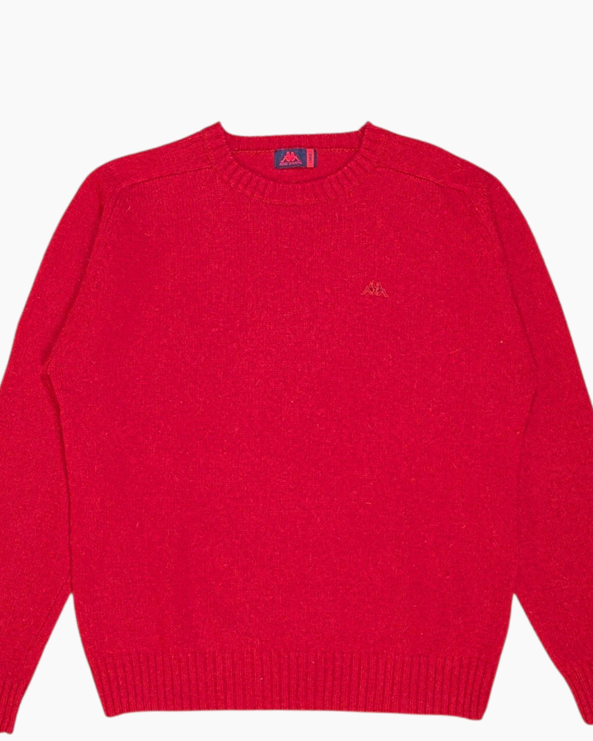 Front-detail-1 Vintage Y2K ROBE DI KAPPA Pullover Sweater – Red embroidered logo