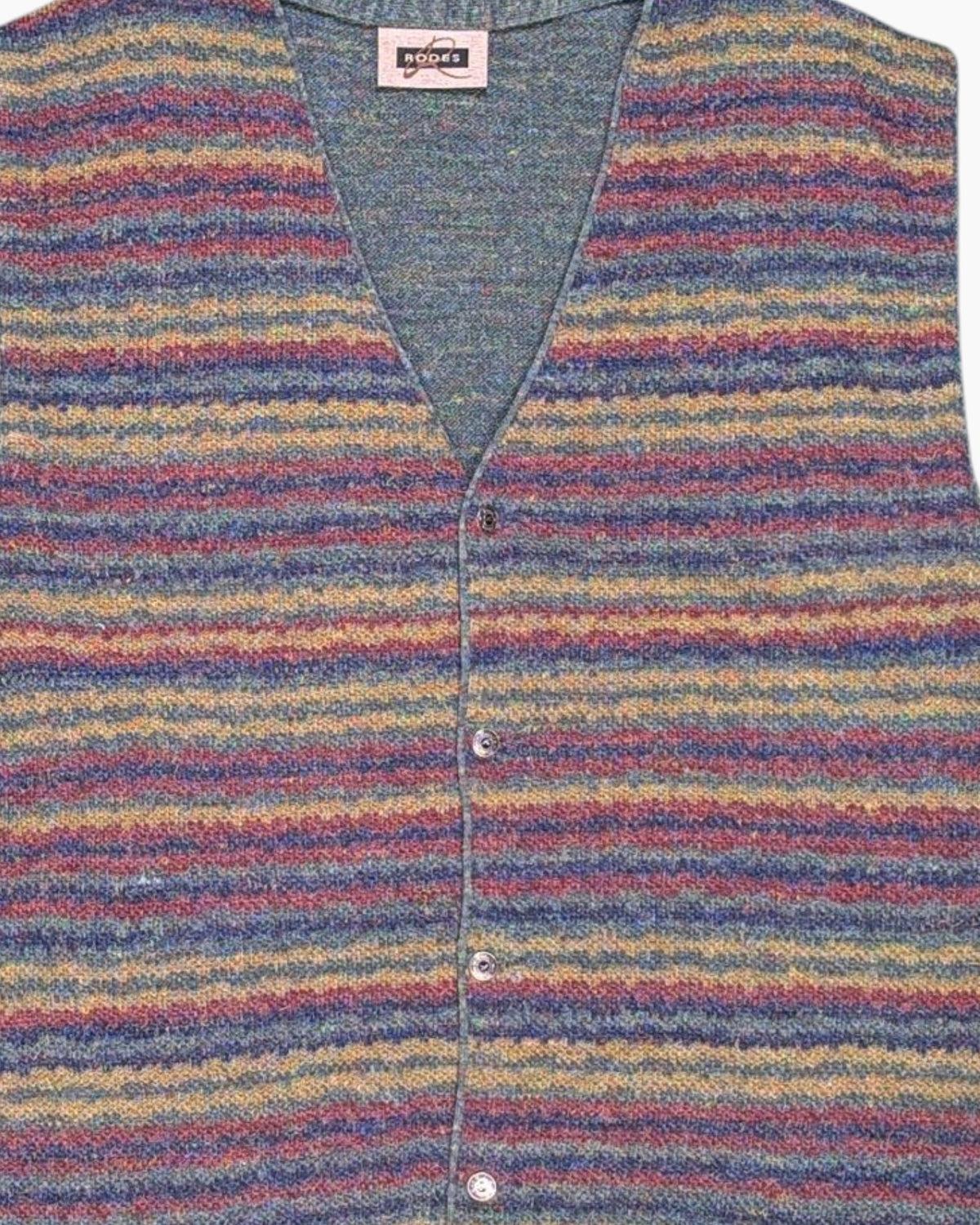Vintage Rodes Button-Front Vest L Retro 80s/90s Multicolor 