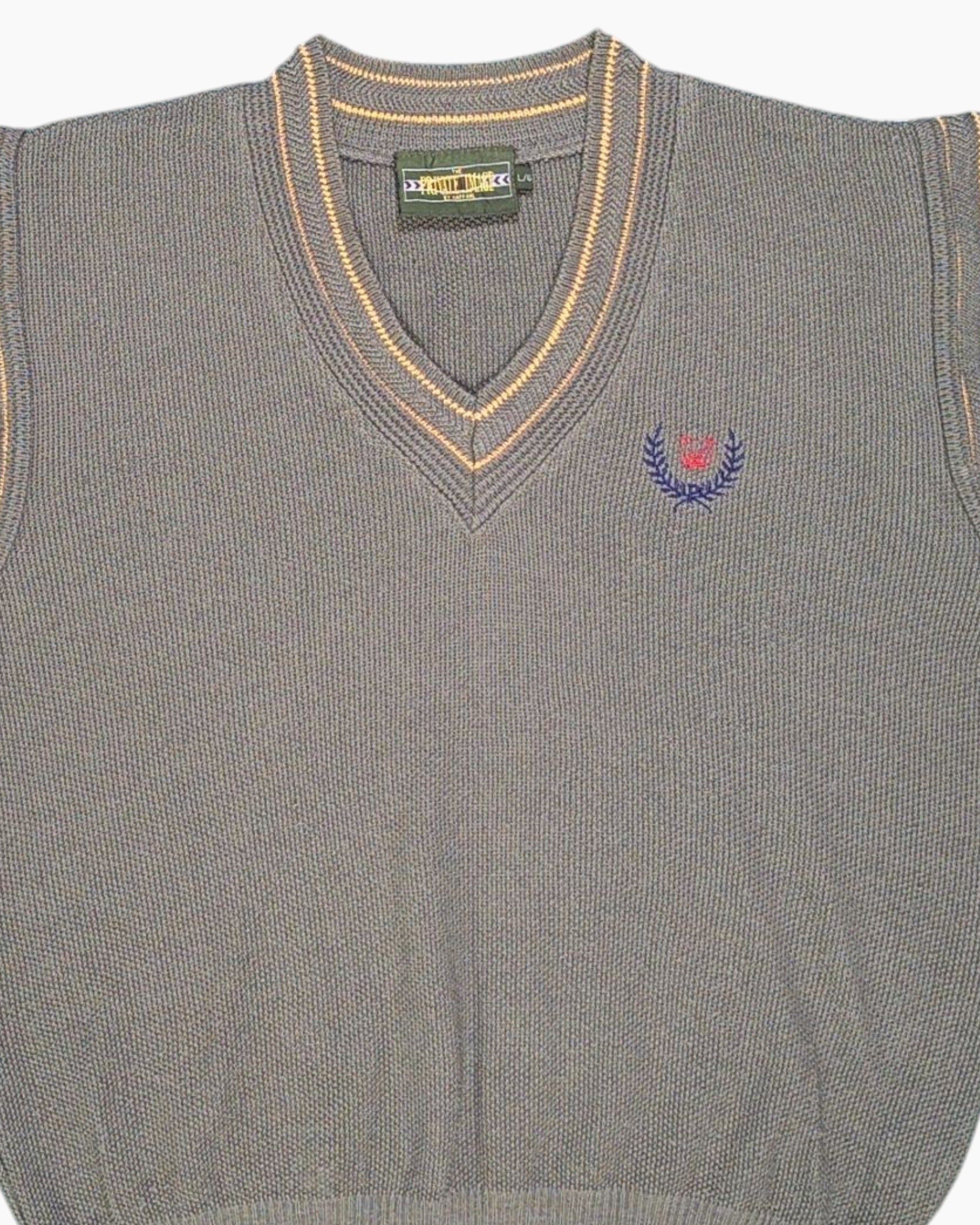 Front-detail-1 Vintage 80s/90s THE PRIVATE IMAGE BY KAPPANL Sweater Vest – Gray with Contrast Trim