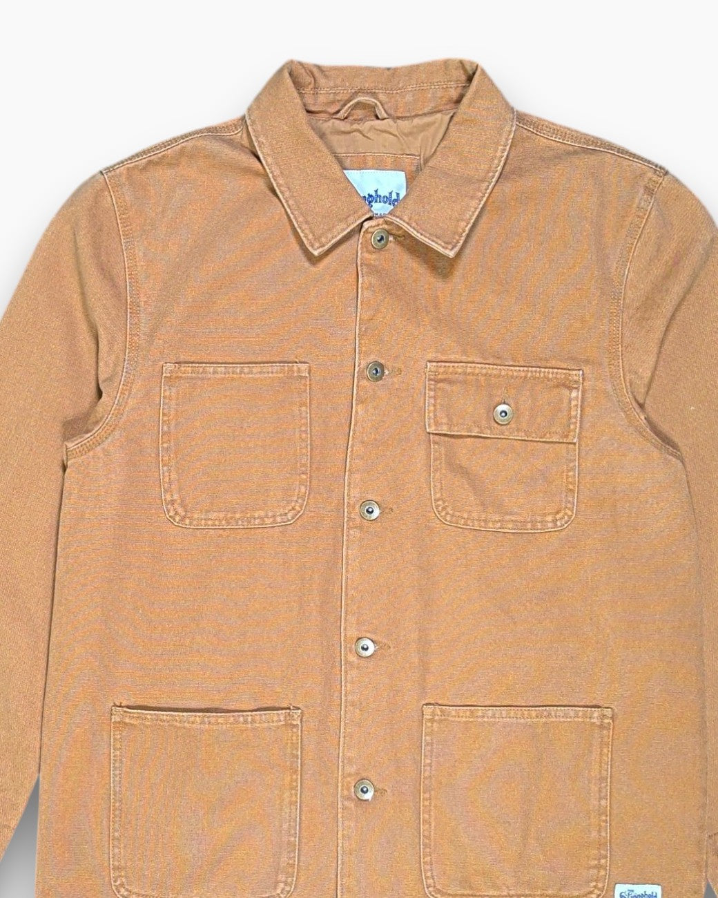 Front-detail-1 Pre-owned The Stronghold Work Jacket – Brown Patch Pockets