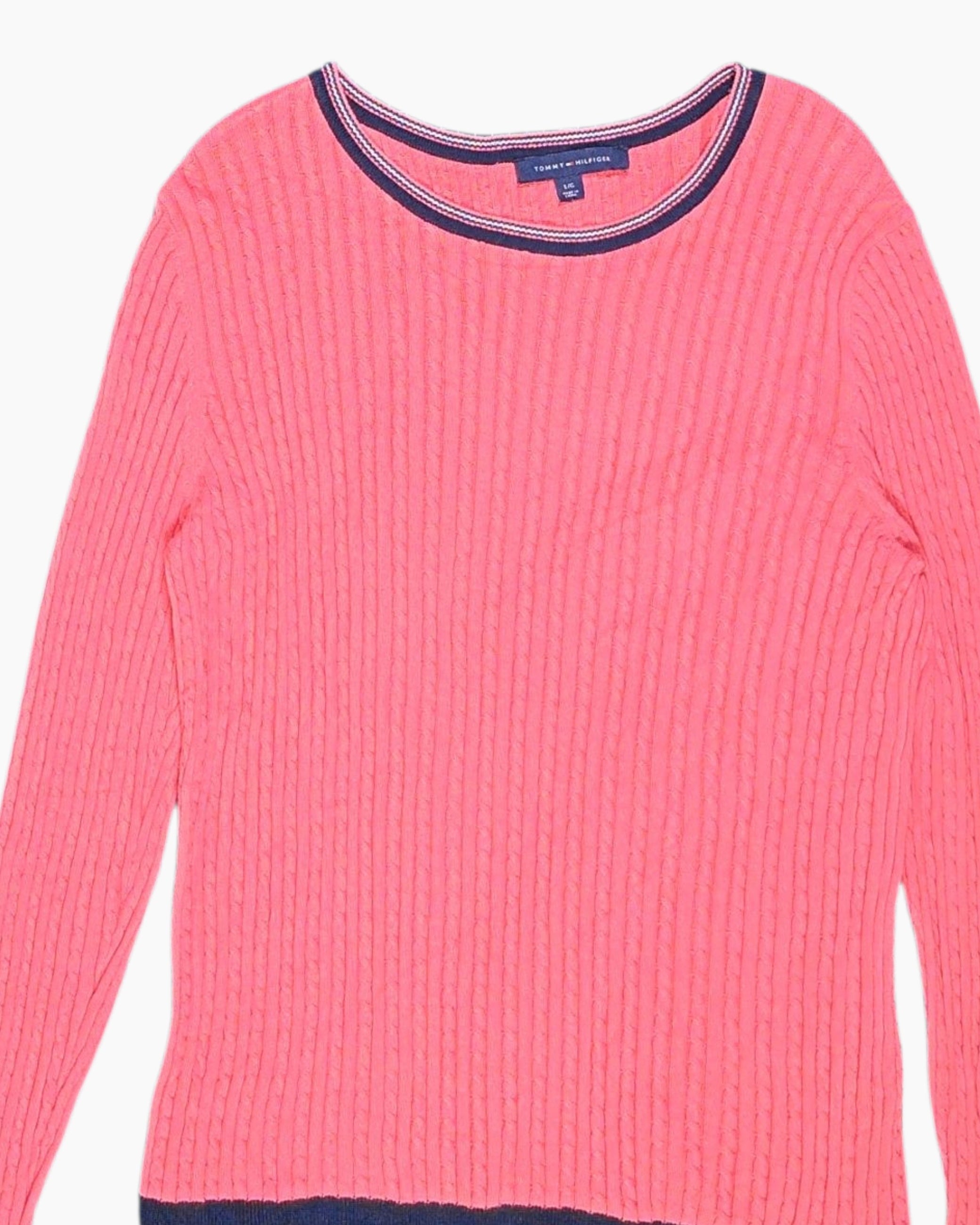 Front-detail-1 Pre-owned TOMMY HILFIGER Pullover Sweater – Pink Scalloped Hem