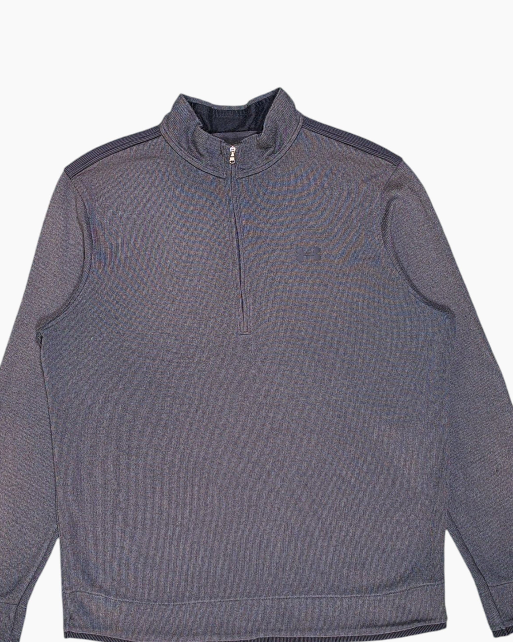 Front-detail-1 Pre-owned Under Armour Pullover Sweater (1/4 Zip) – Gray Contrast Shoulders