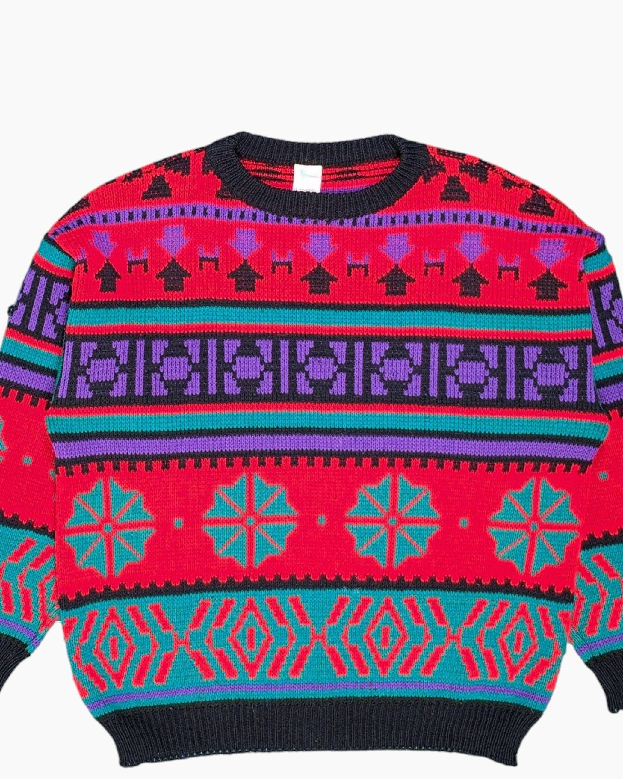 Pulover vintage anii '80/'90 necunoscut M Retro Multicolor