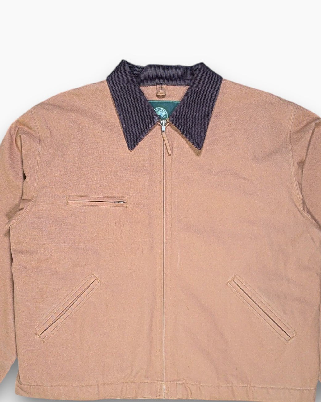 Front-detail-1 Pre-owned WEATHERPROOF Work Jacket – Brown Corduroy Collar