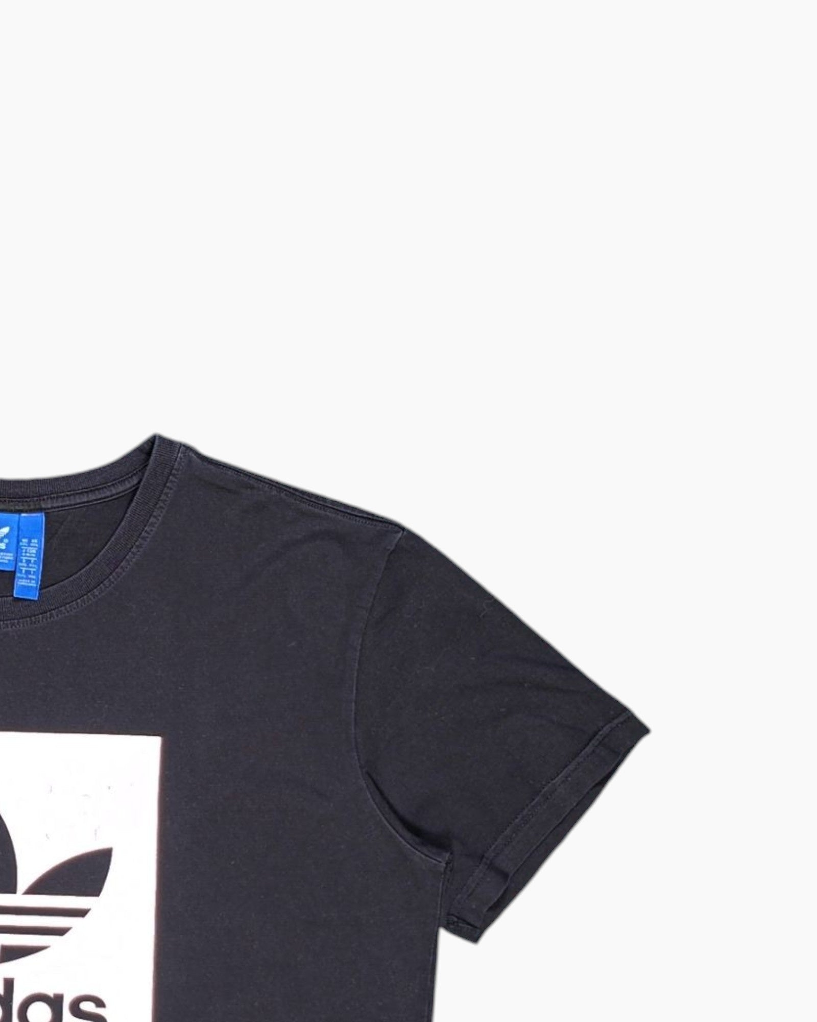 Front-detail-2 Pre-owned adidas Graphic T-Shirt – Black Trefoil Box Logo