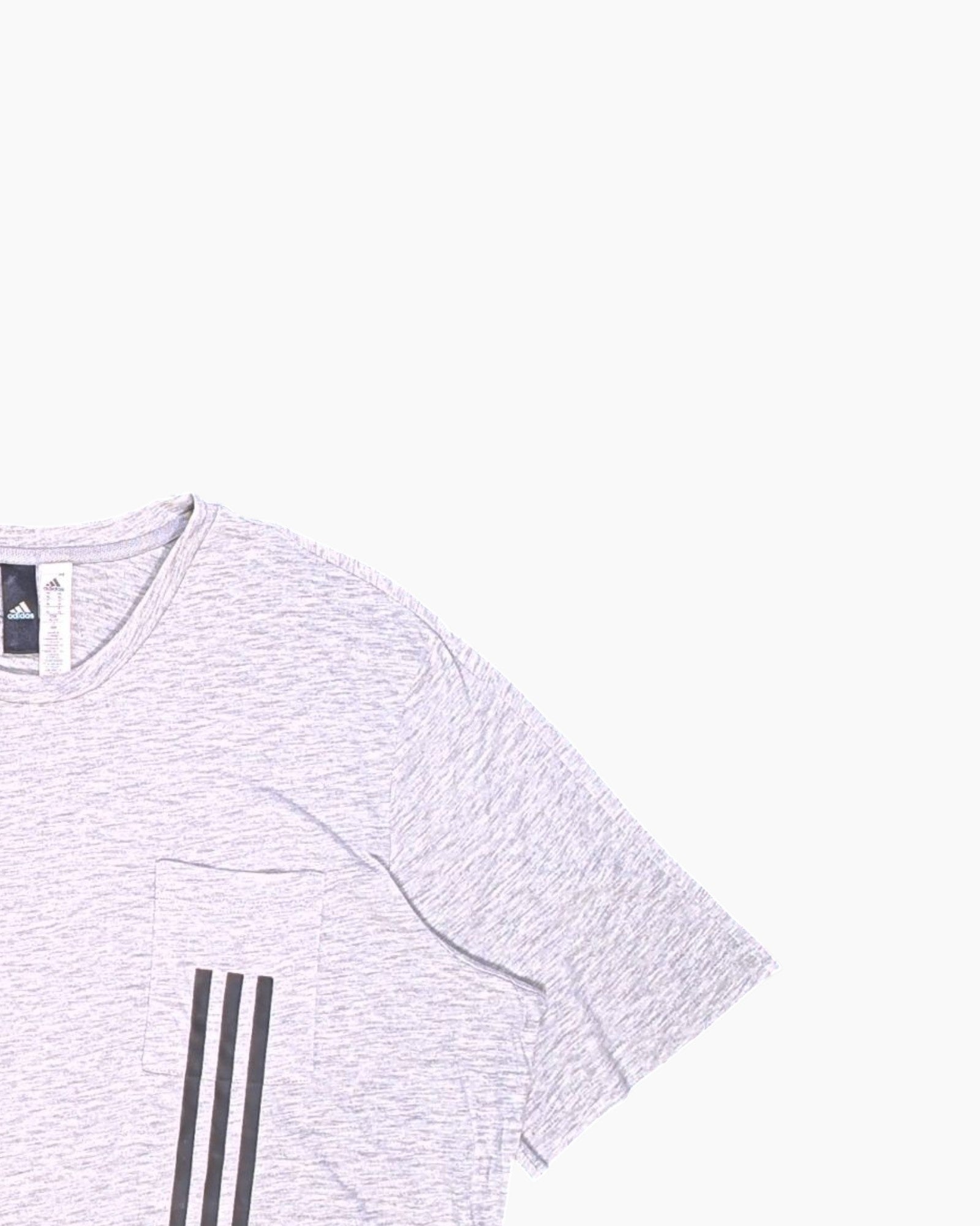 Front-detail-2 Pre-owned adidas Graphic T-Shirt – Gray Heather with Chest Pocket