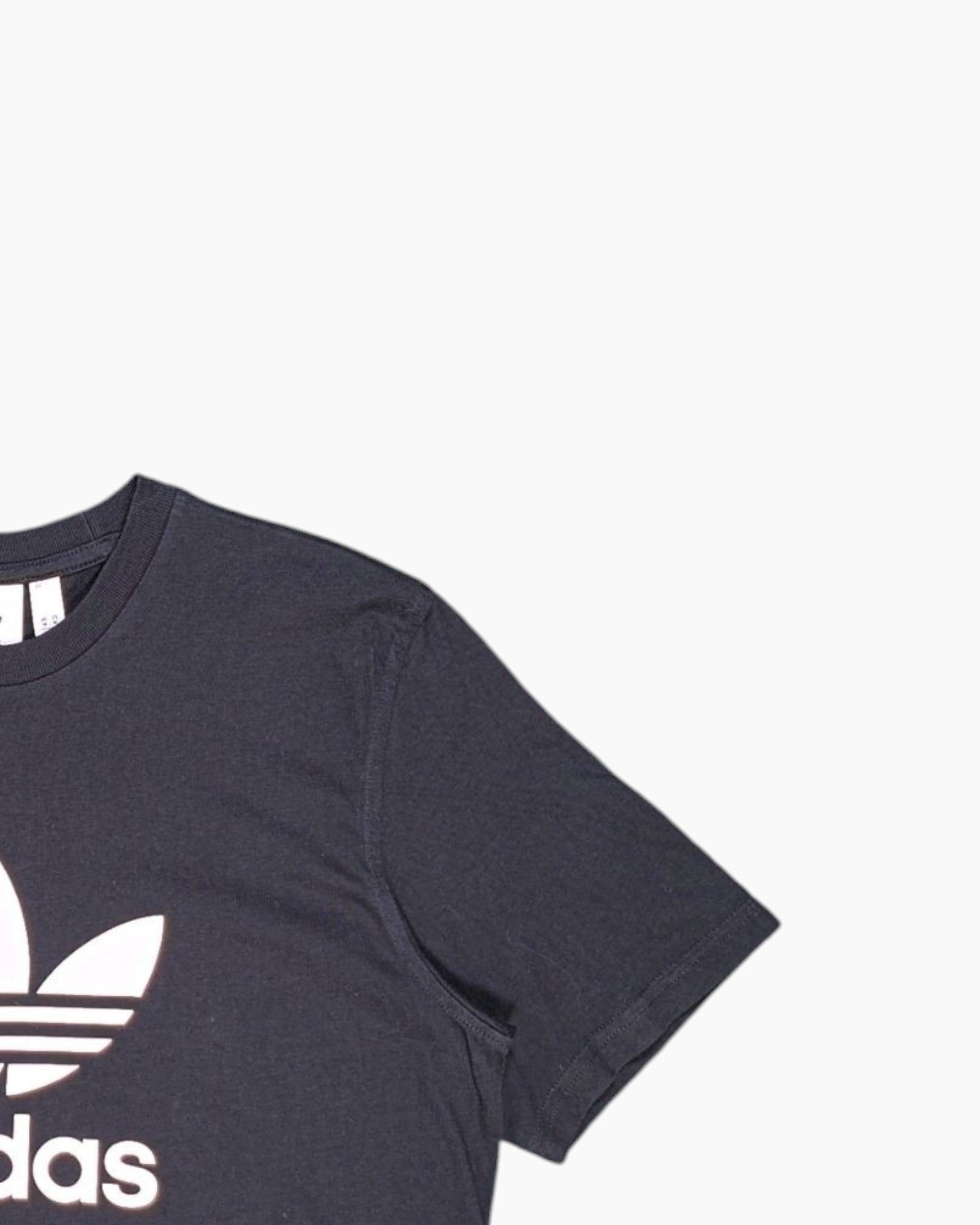 Front-detail-2 Pre-owned adidas Graphic T-Shirt – Black Vertical Trefoil Wordmark