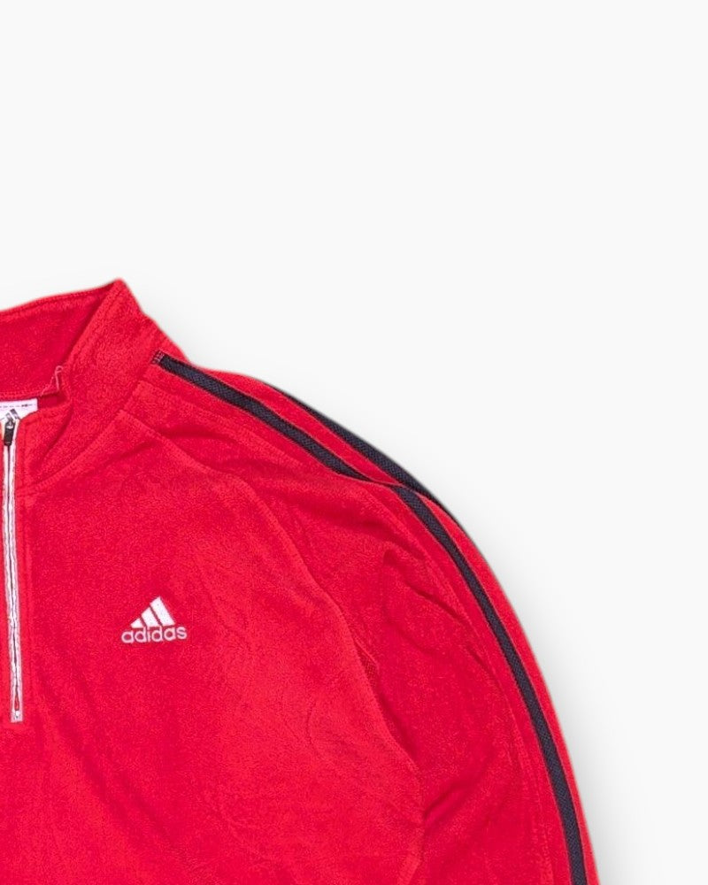 Front-detail-2 Pre-owned adidas Pullover Sweater – Red Quarter-Zip (L)