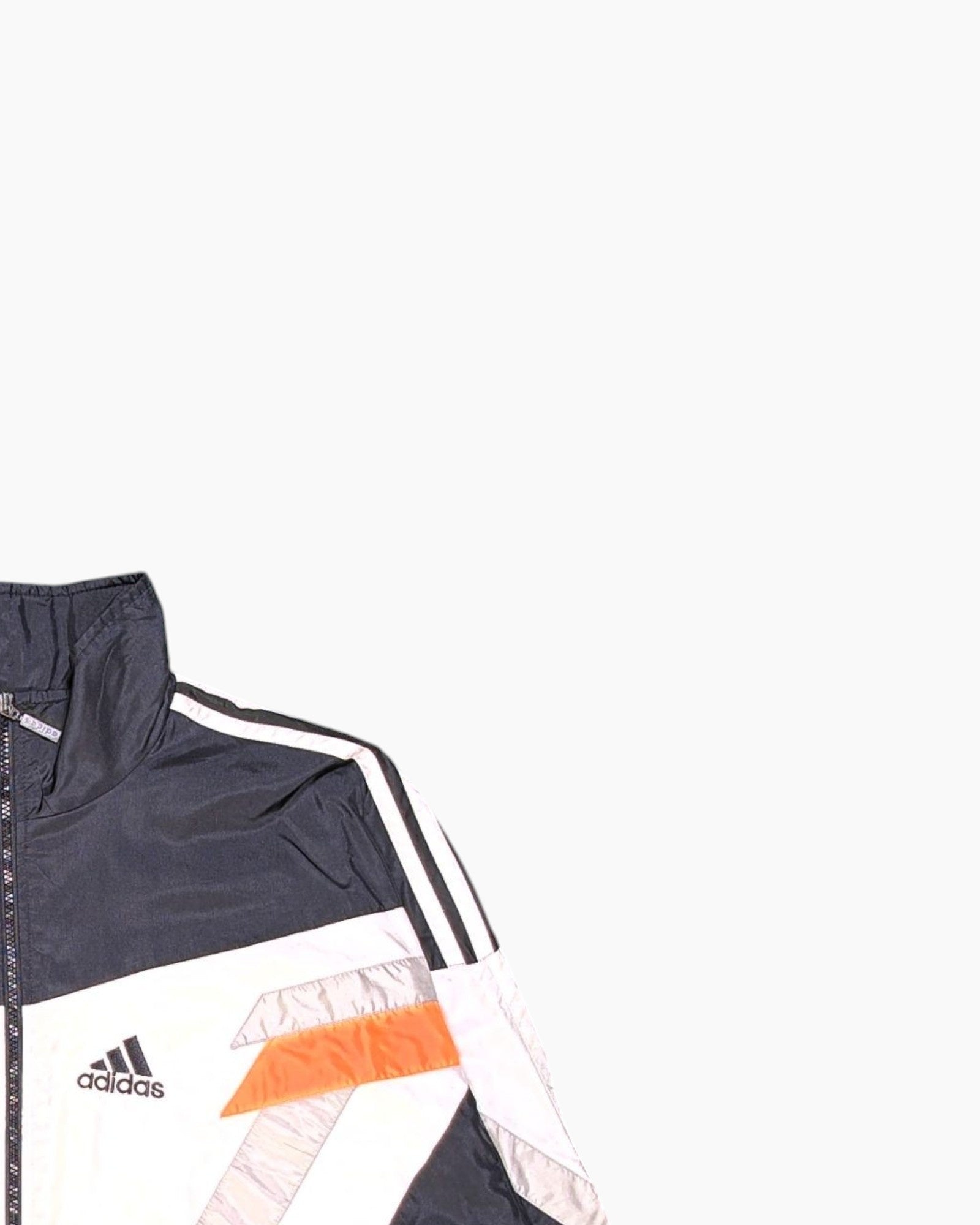 Front-detail-2 Vintage 90s adidas Track Jacket – Black Contrast Panels