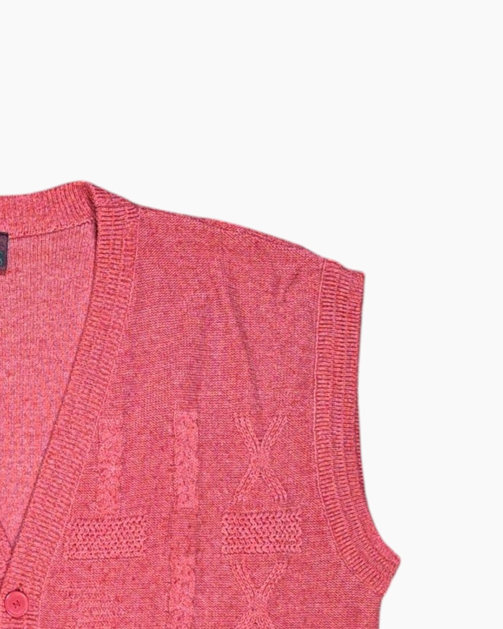 Front-detail-2 Vintage 80s/90s BASICS Cardigan – Pink Cropped Blouson
