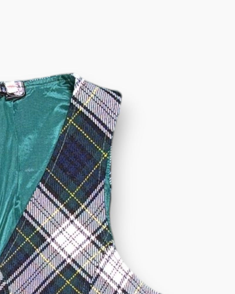 Front-detail-2 Vintage 80s/90s Bayer Vest – Checkered Tartan Waistcoat