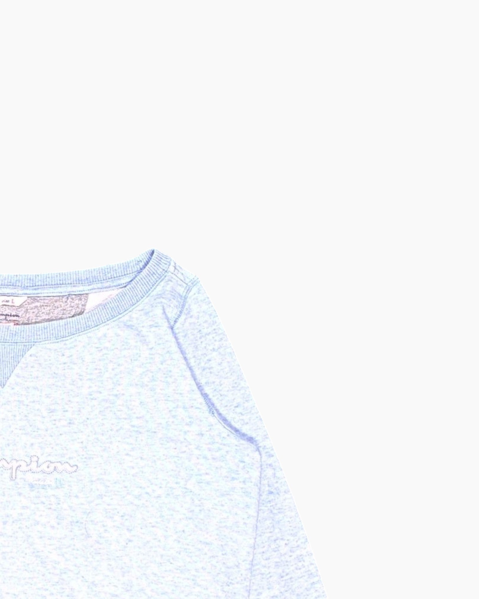 Front-detail-2 Pre-owned Champion Pullover Sweater – Gray Embroidered Logo