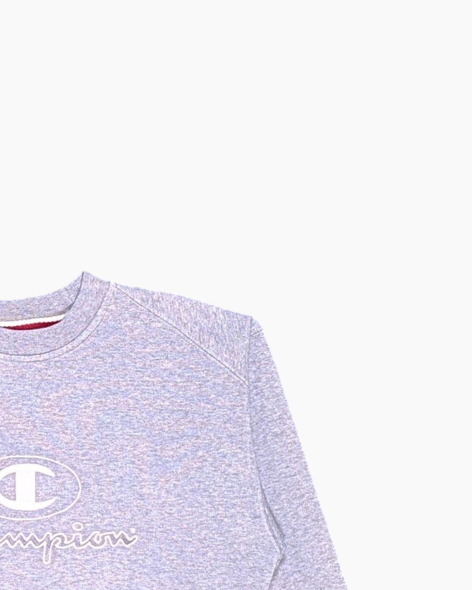 Front-detail-2 Pre-owned Champion Pullover Sweatshirt – Gray Crew Neck (Size S)