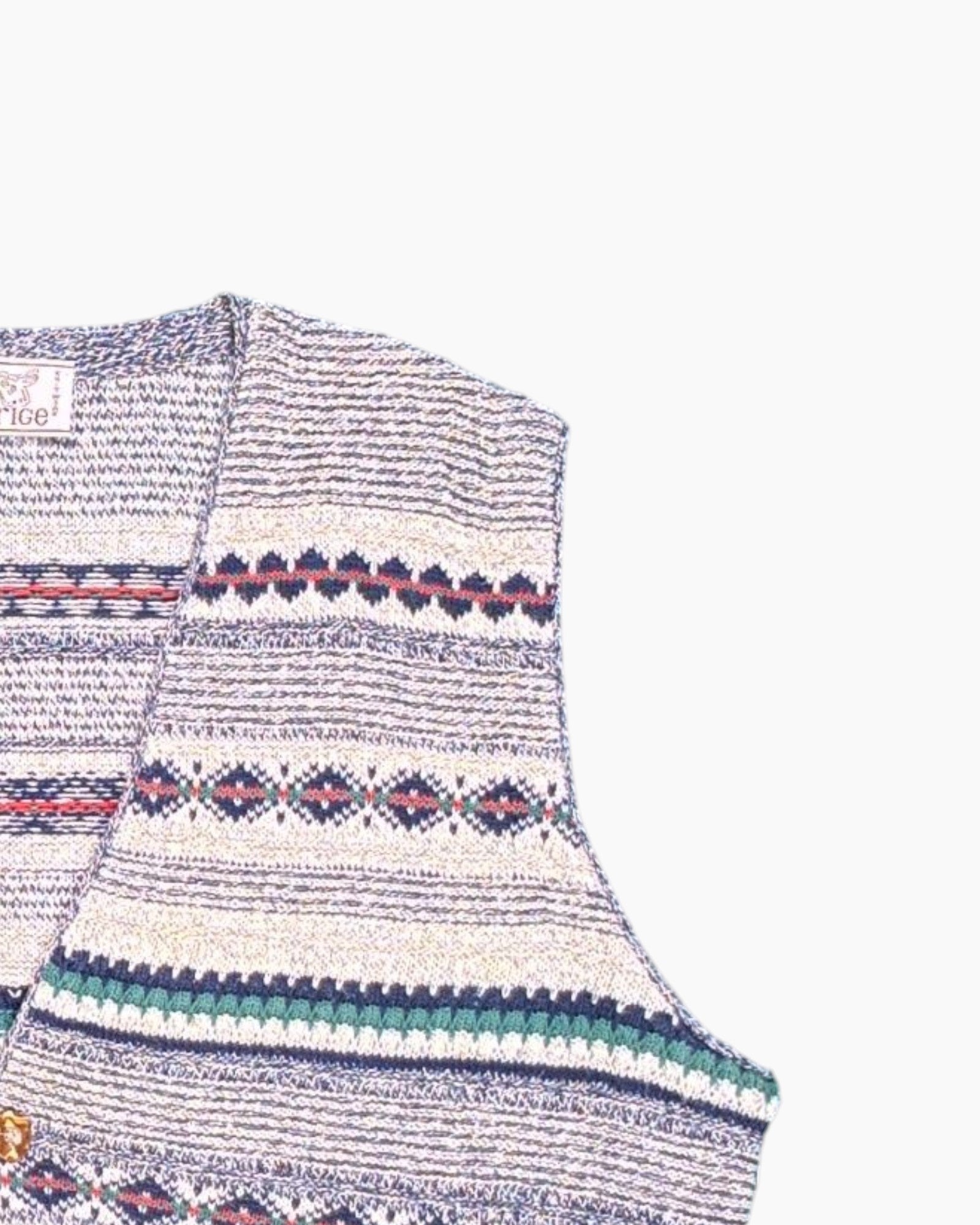 Vintage Coleridge Button-front Knit Vest XL Retro Multicolor