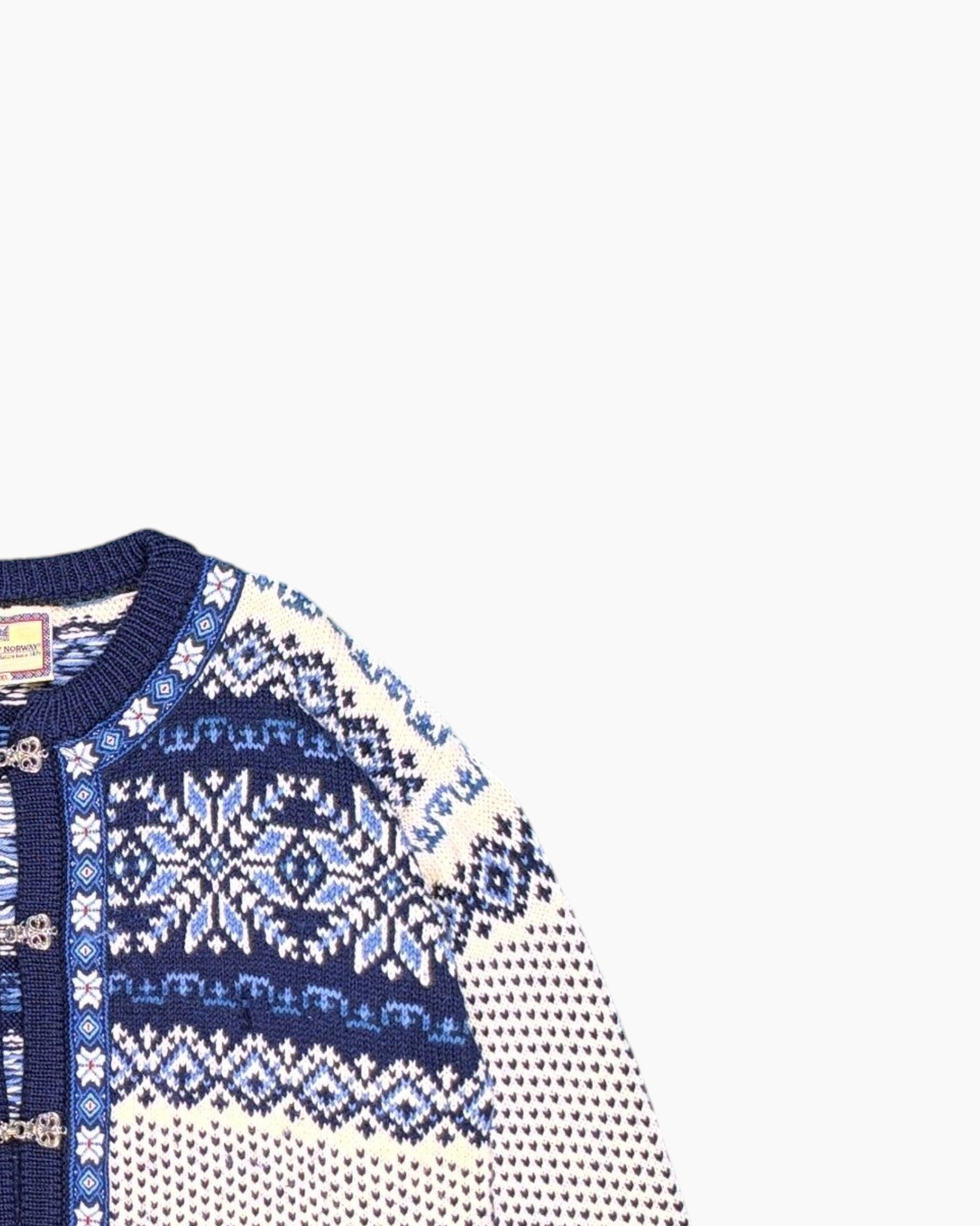 Vintage DALE OF NORWAY Cardigan XL Retro Nordic Knit – Blue
