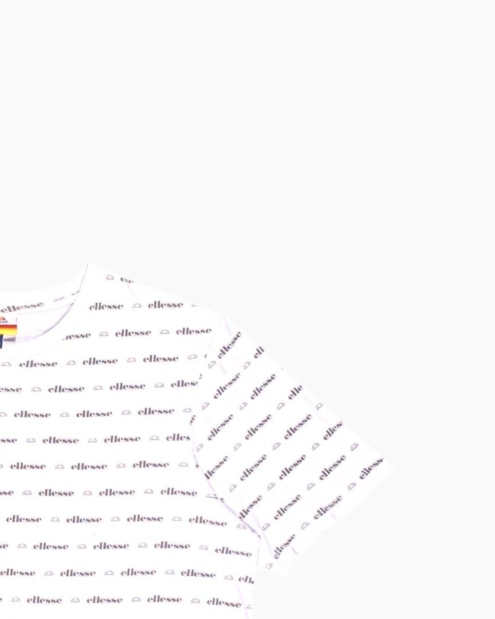 Front-detail-2 Pre-owned ellesse Graphic T-Shirt – White All-over Logo