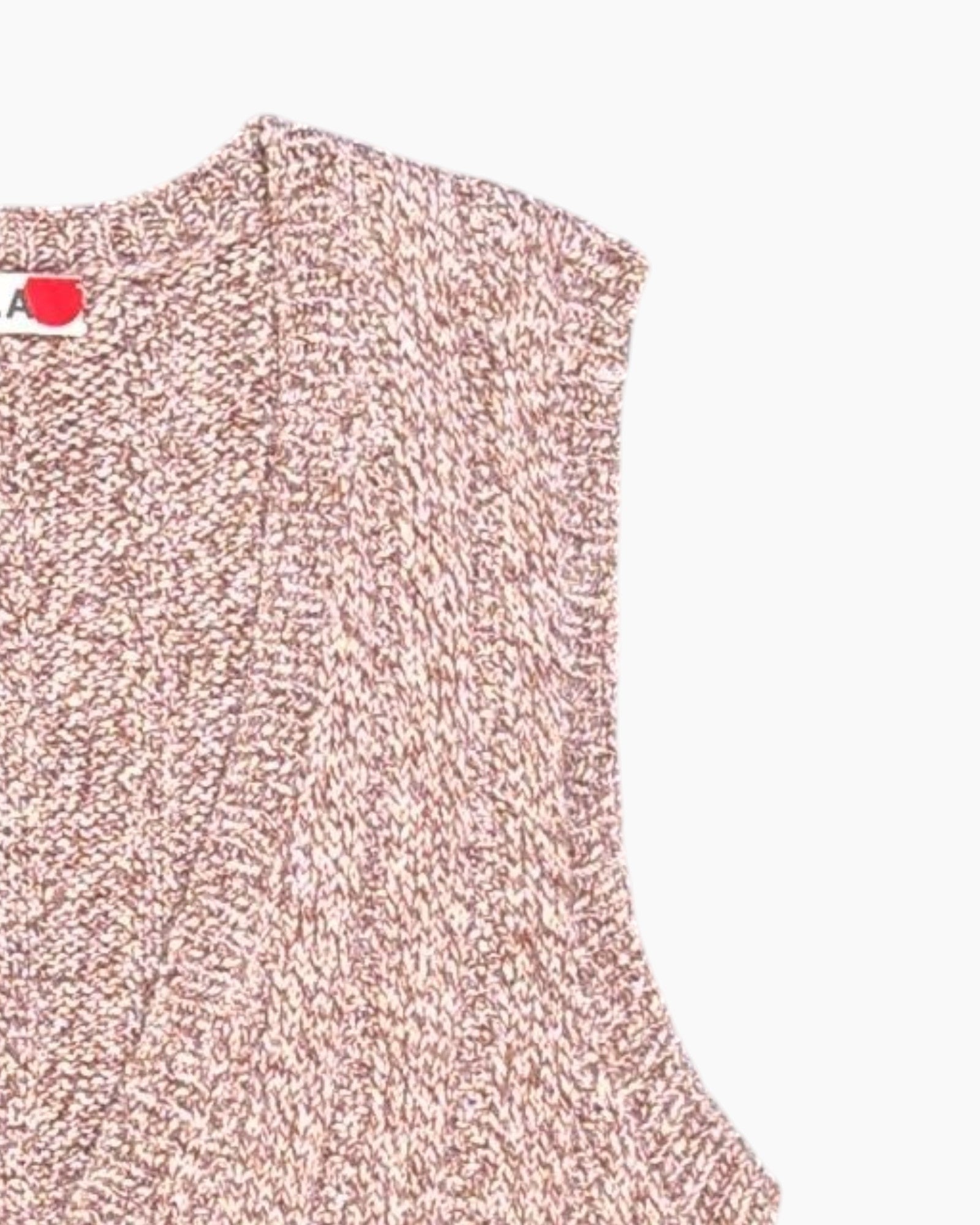 Front-detail-2 Pre-owned END.A Pullover Sweater – Beige Sleeveless V-neck