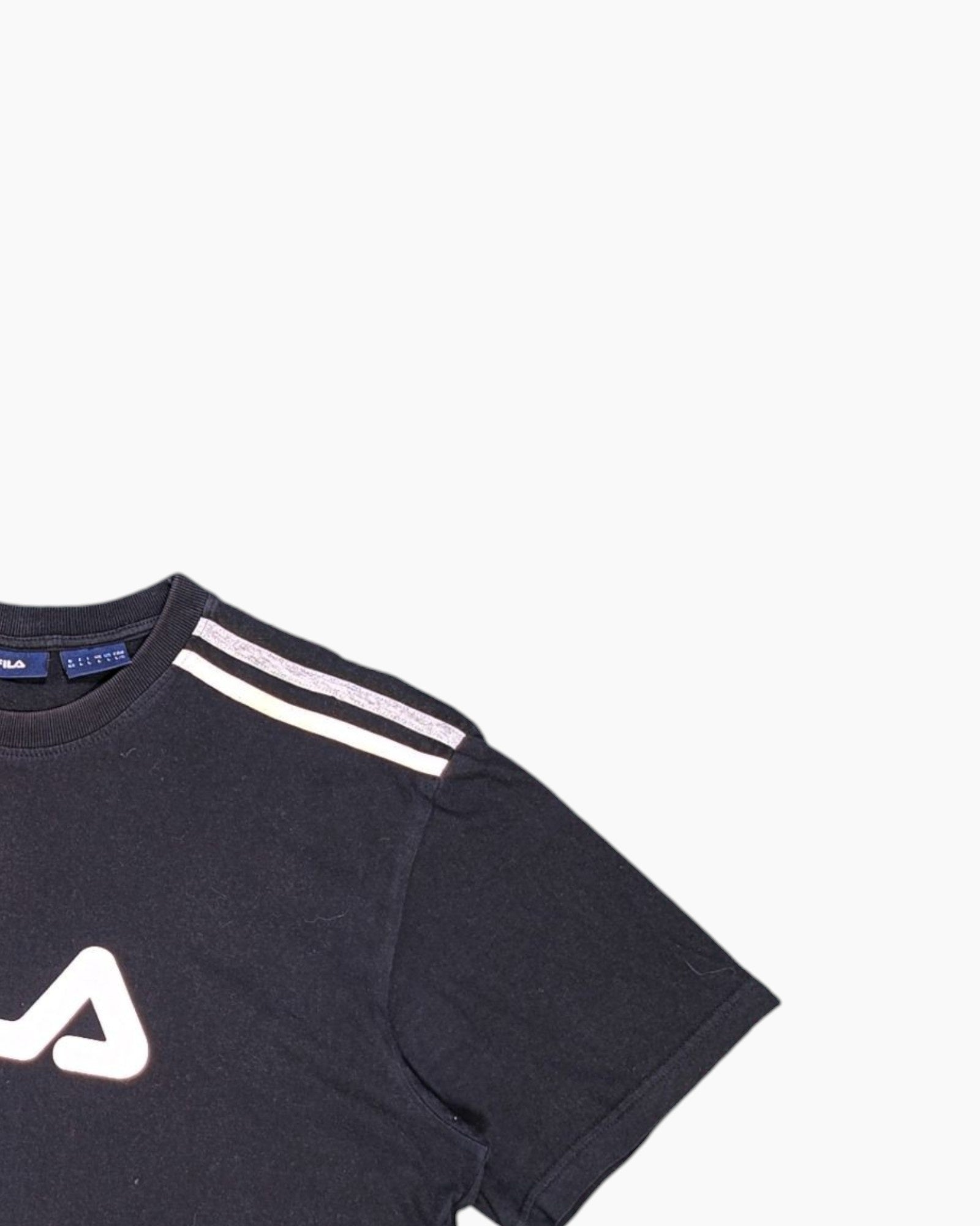 Front-detail-2 Pre-owned FILA Graphic T-Shirt – Black Screen Print Logo