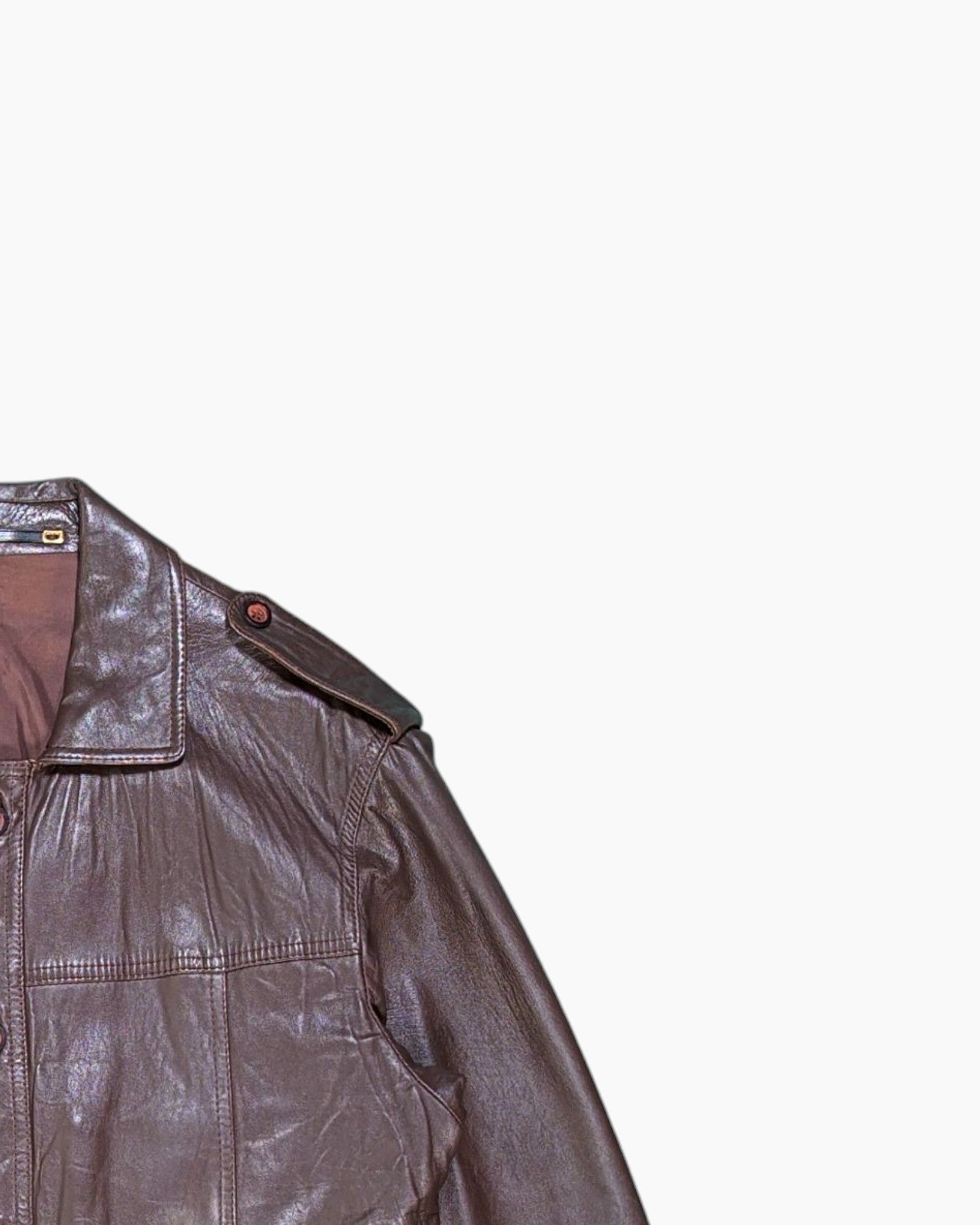 Front-detail-2 Vintage 70s/80s fourman Leather Jacket – Brown Field Style