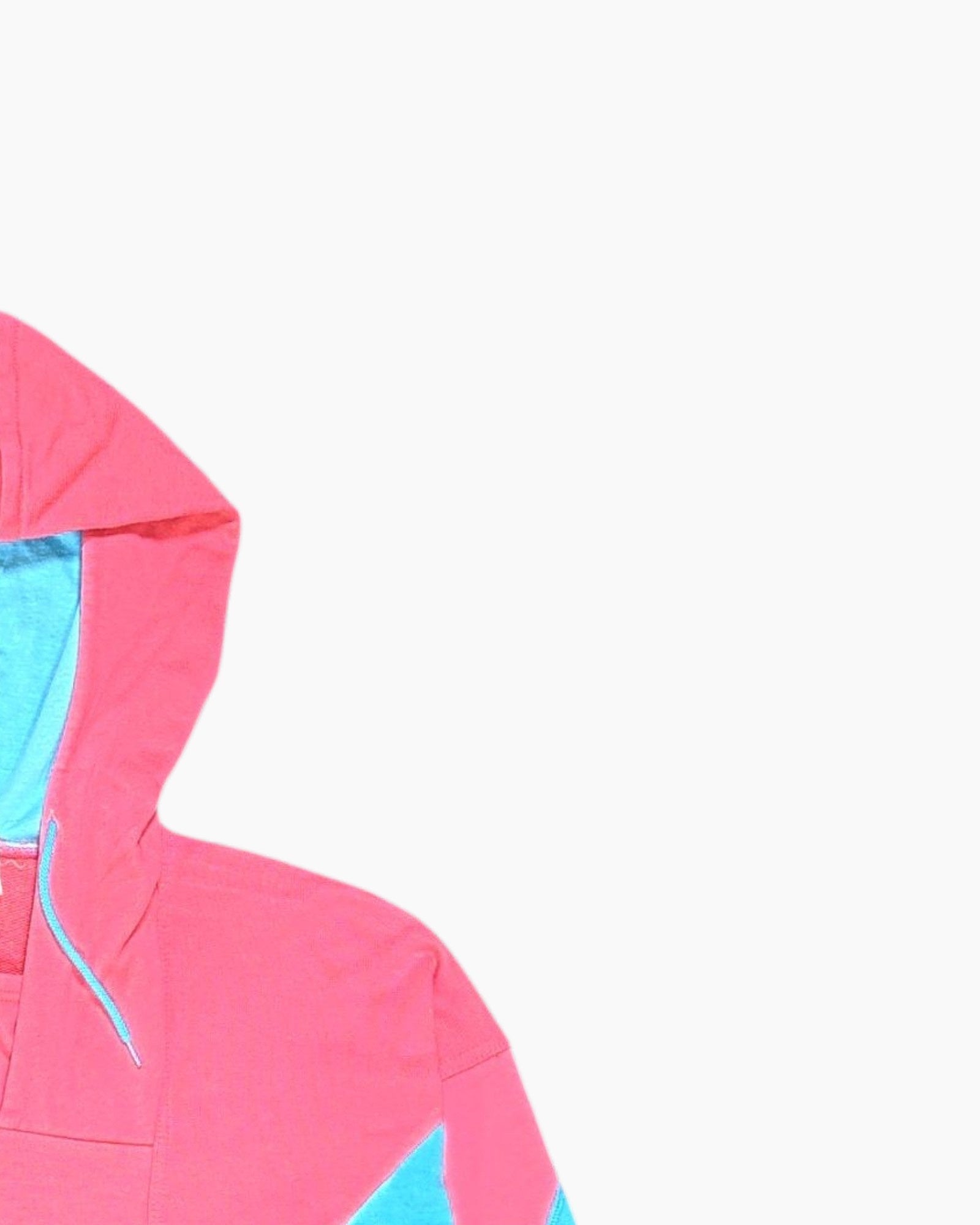 Front-detail-2 Vintage 80s/90s Hanse Hooded Sweatshirt – Pink Color-block Surf Graphic