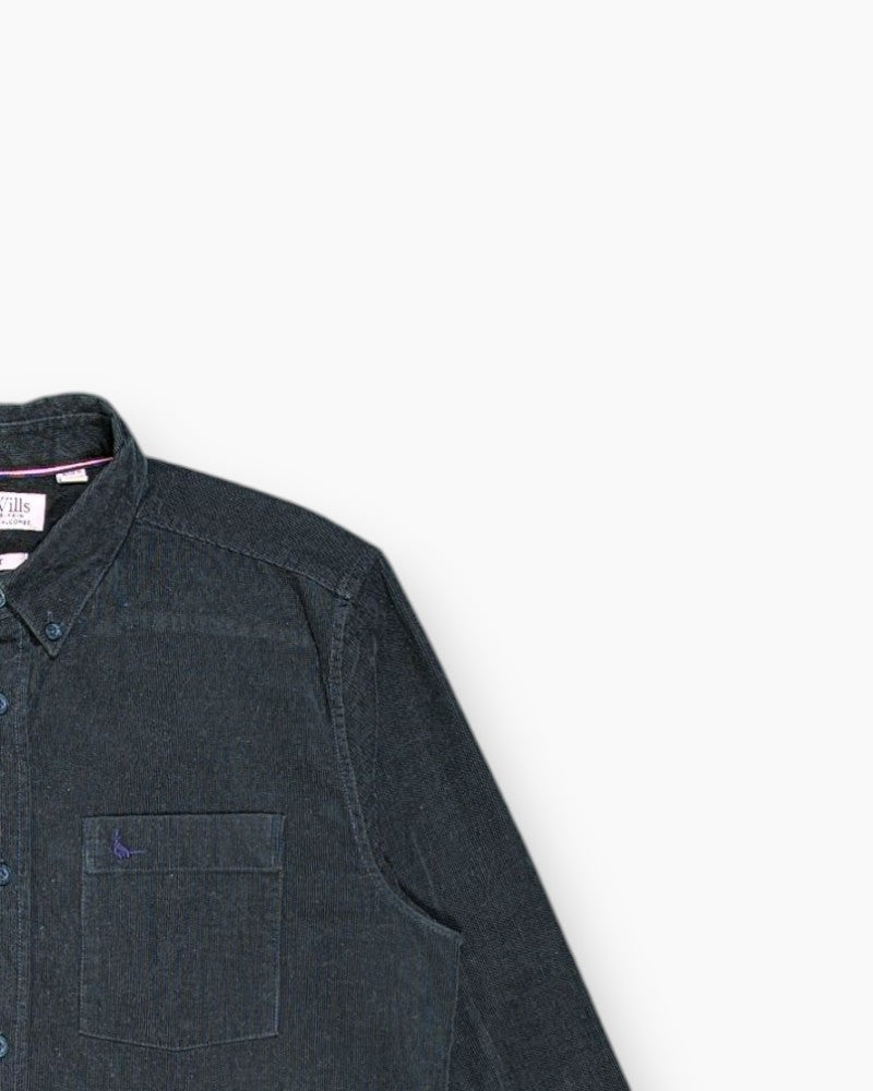 Front-detail-2 Pre-owned Jack Wills Button-Down Shirt – Black Slim Fit