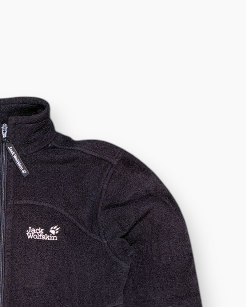 Front-detail-2 Pre-owned Jack Wolfskin Fleece Jacket – Black Full-Zip
