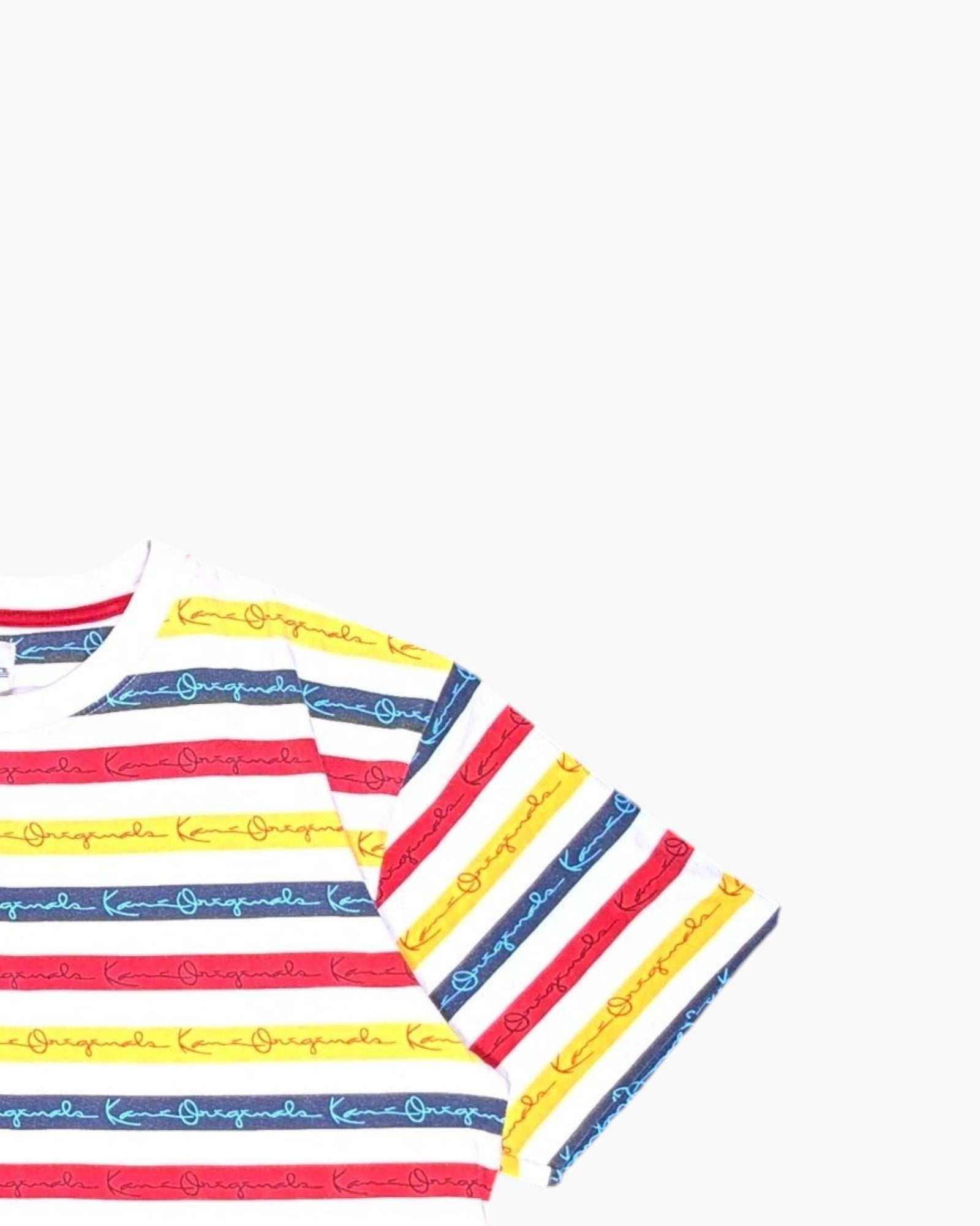 Front-detail-2 Pre-owned Kamik Graphic T-Shirt – Multicolor All-over Stripes