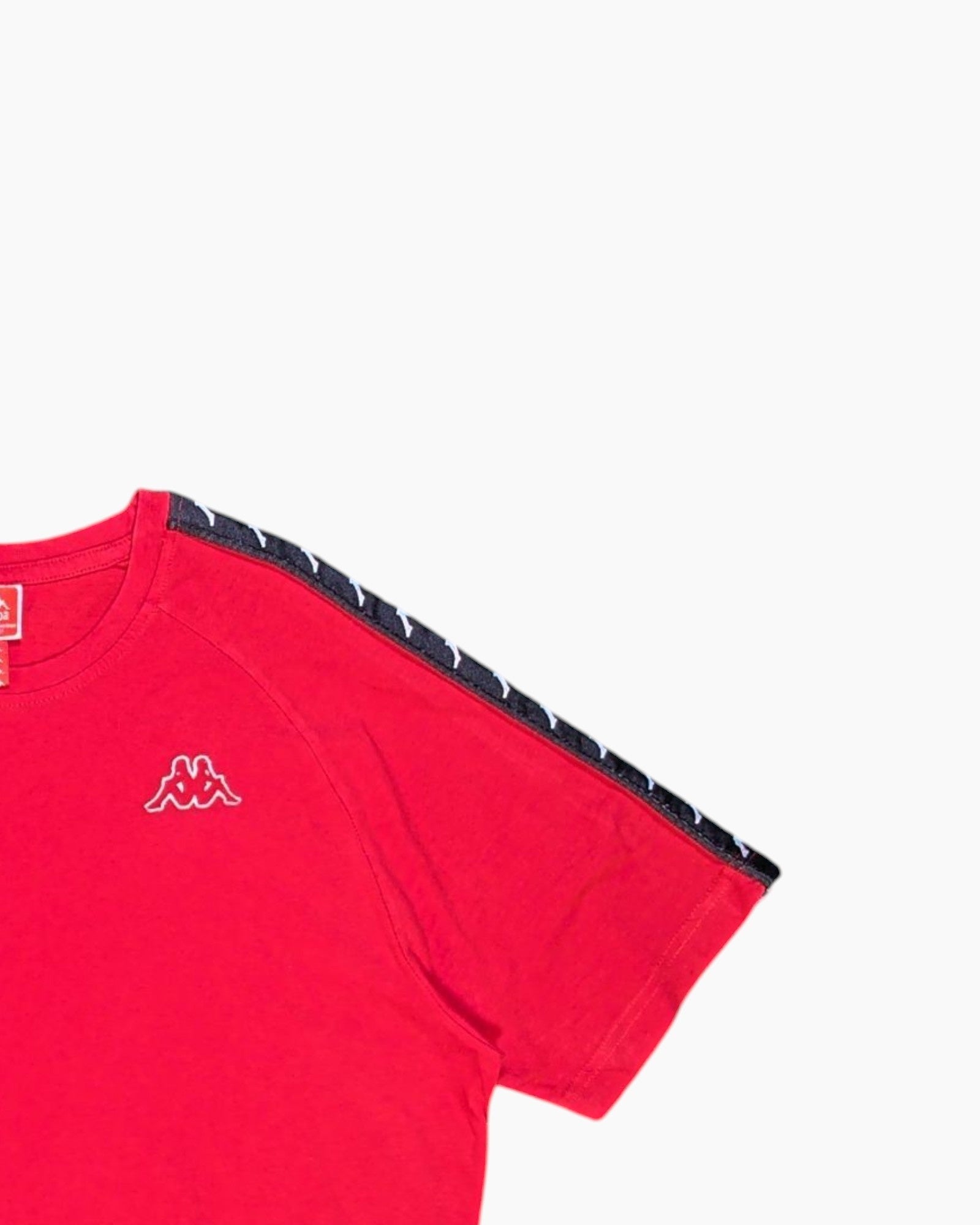 Front-detail-2 Pre-owned Kappa Graphic T-Shirt – Red Logo Embroidery