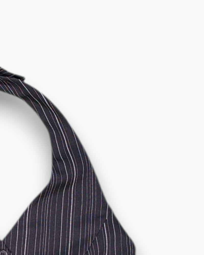 Front-detail-2 Vintage Y2K Laura Scott Waistcoat / Vest – Striped Pinstripe Halter