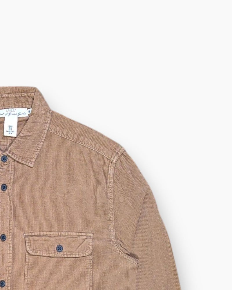 Front-detail-2 Pre-owned L.O.G.G. Button-Down Shirt – Brown Workwear Overshirt