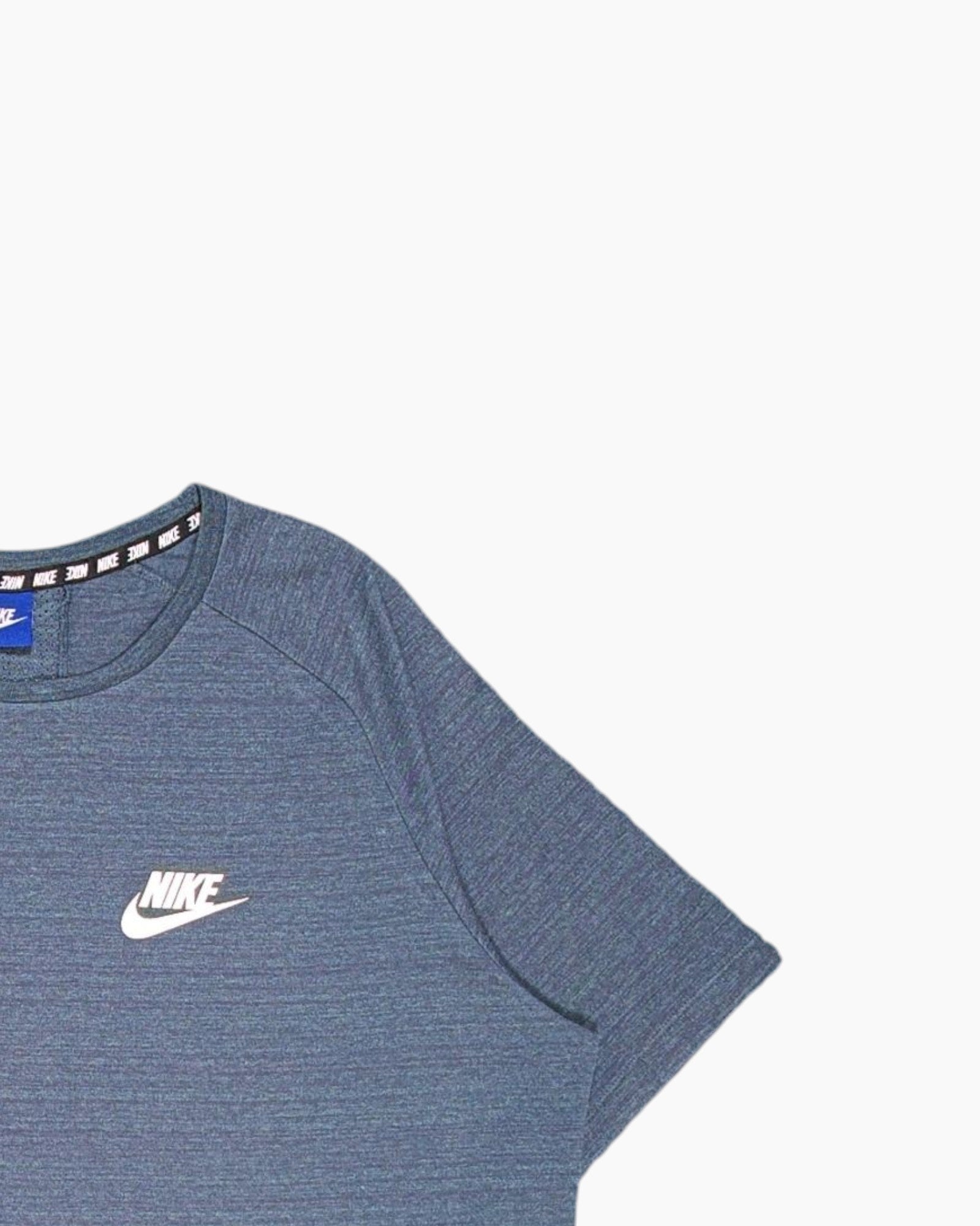 Front-detail-2 Pre-owned Nike Graphic T-Shirt – Blue Printed Logo