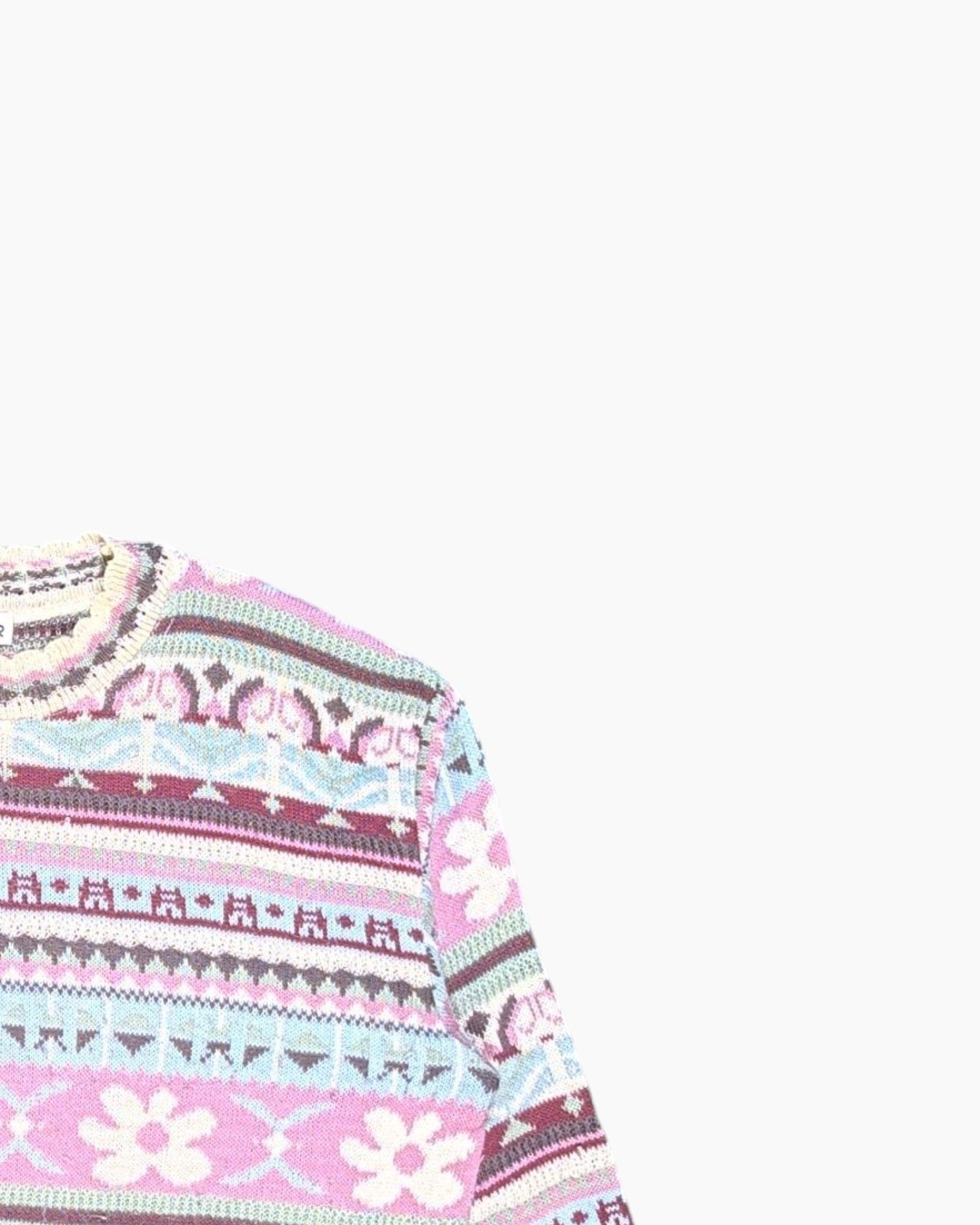 Front-detail-2 Vintage 80s/90s PHILDAR Pullover Sweater – Floral Intarsia (Preloved)