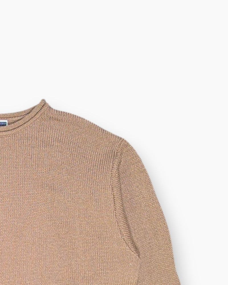 Front-detail-2 Vintage Y2K Puma Pullover Sweater – Brown Striped Trim