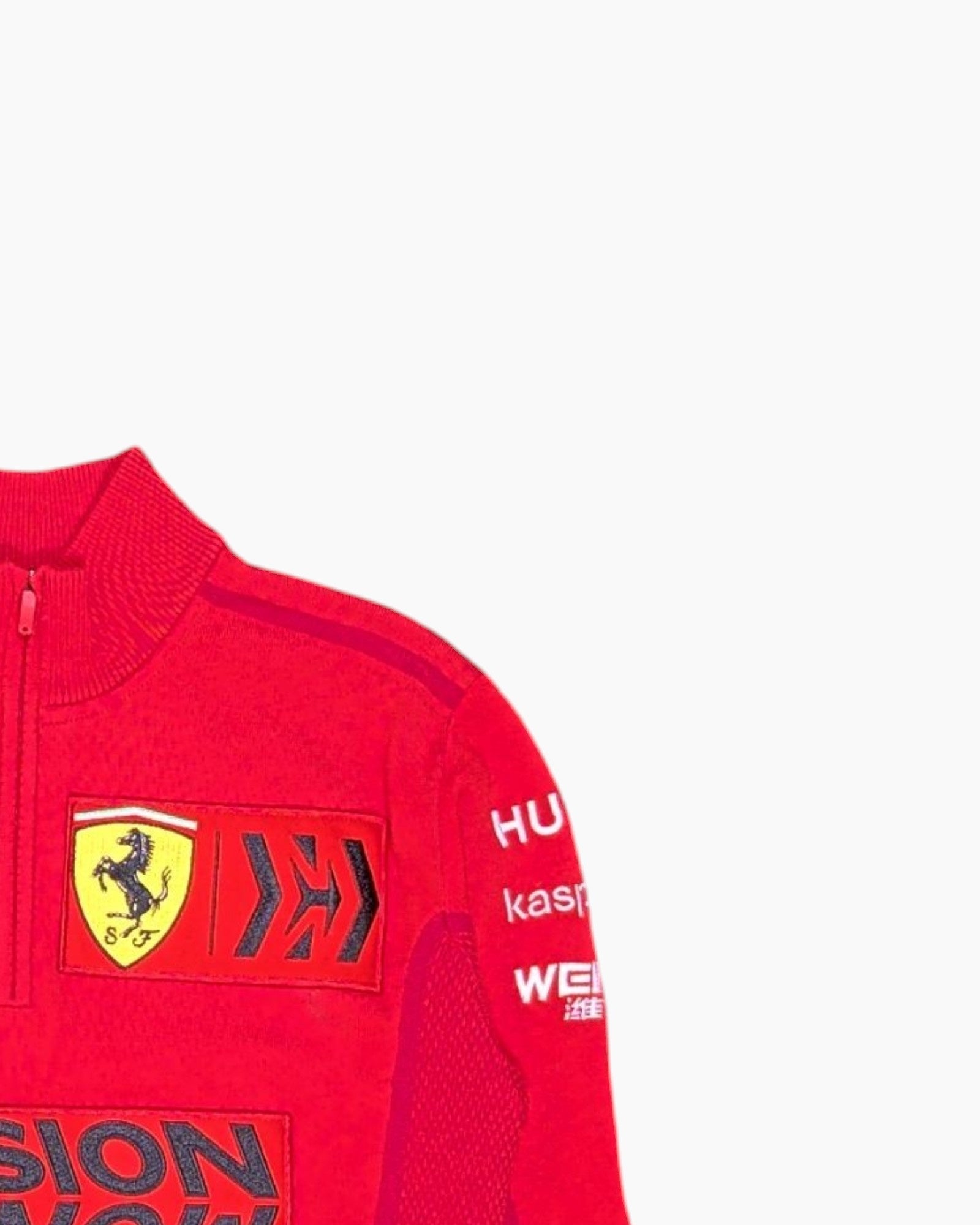 Front-detail-2 Pre-owned PUMA Pullover Sweater – Red Half-Zip Kangaroo Pocket