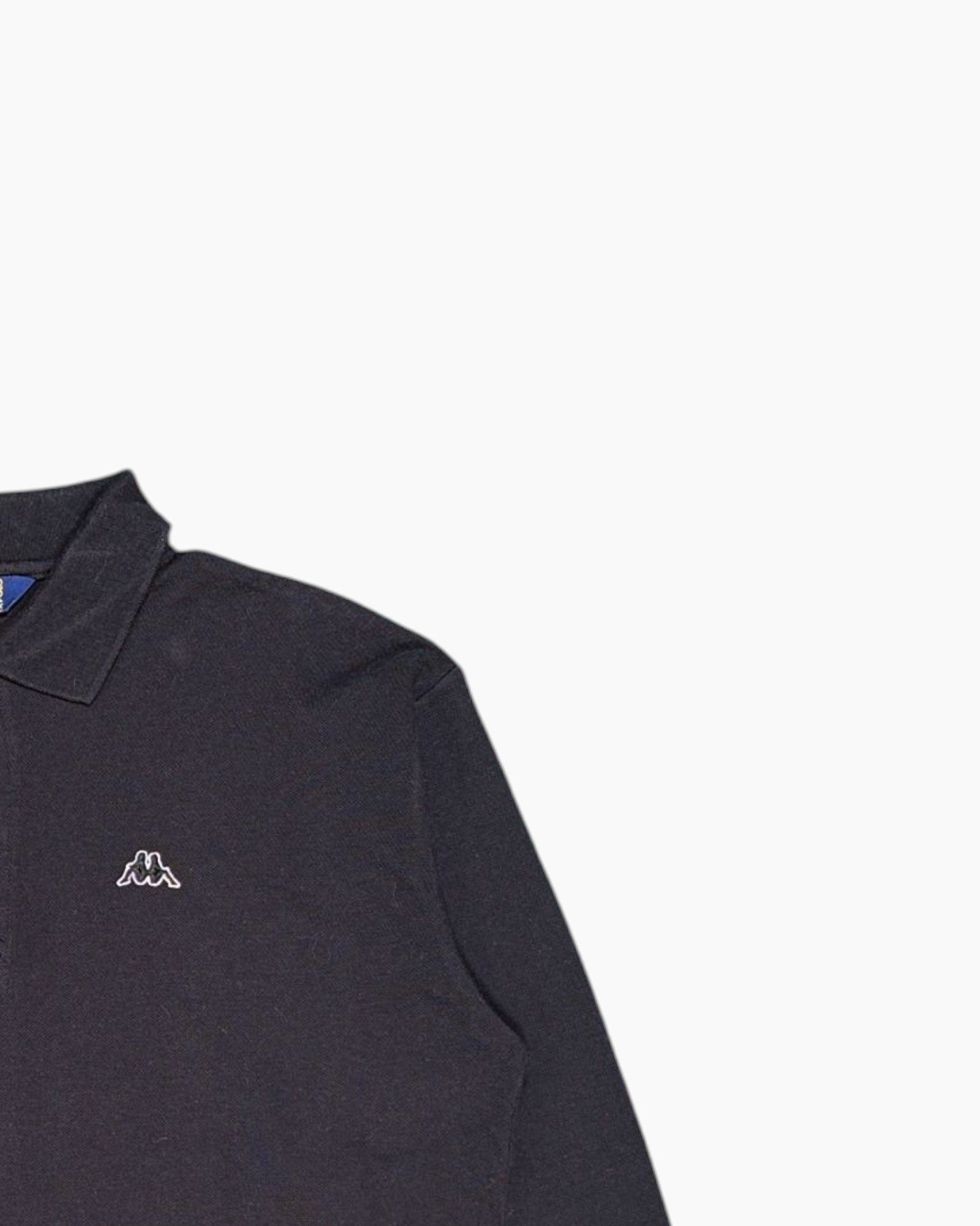 Front-detail-2 Pre-owned ROBE DI KAPPA Long Sleeve Polo Shirt – Black Embroidered Logo
