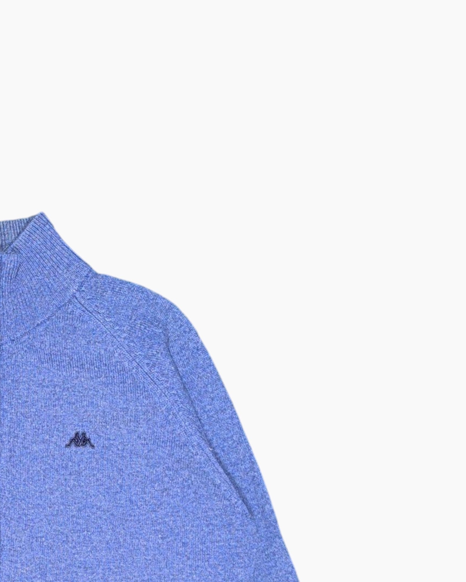 Front-detail-2 Vintage 80s/90s ROBE DI KAPPA Zip-up Sweater – Blue Wool Logo