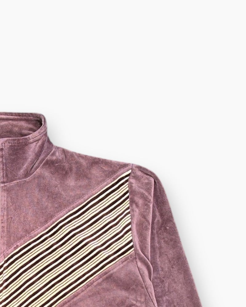 Front-detail-2 Vintage 90s/2000s Ryszard Kozak Zip-up Track Jacket – Pink Chevron Panel