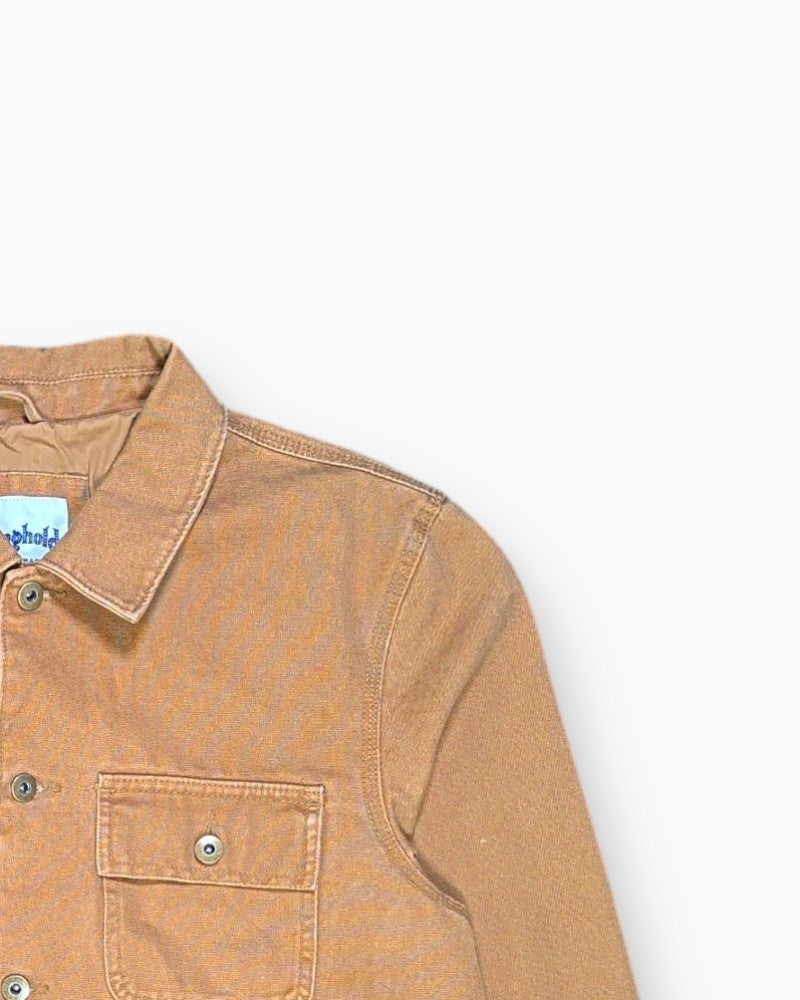 Front-detail-2 Pre-owned The Stronghold Work Jacket – Brown Patch Pockets