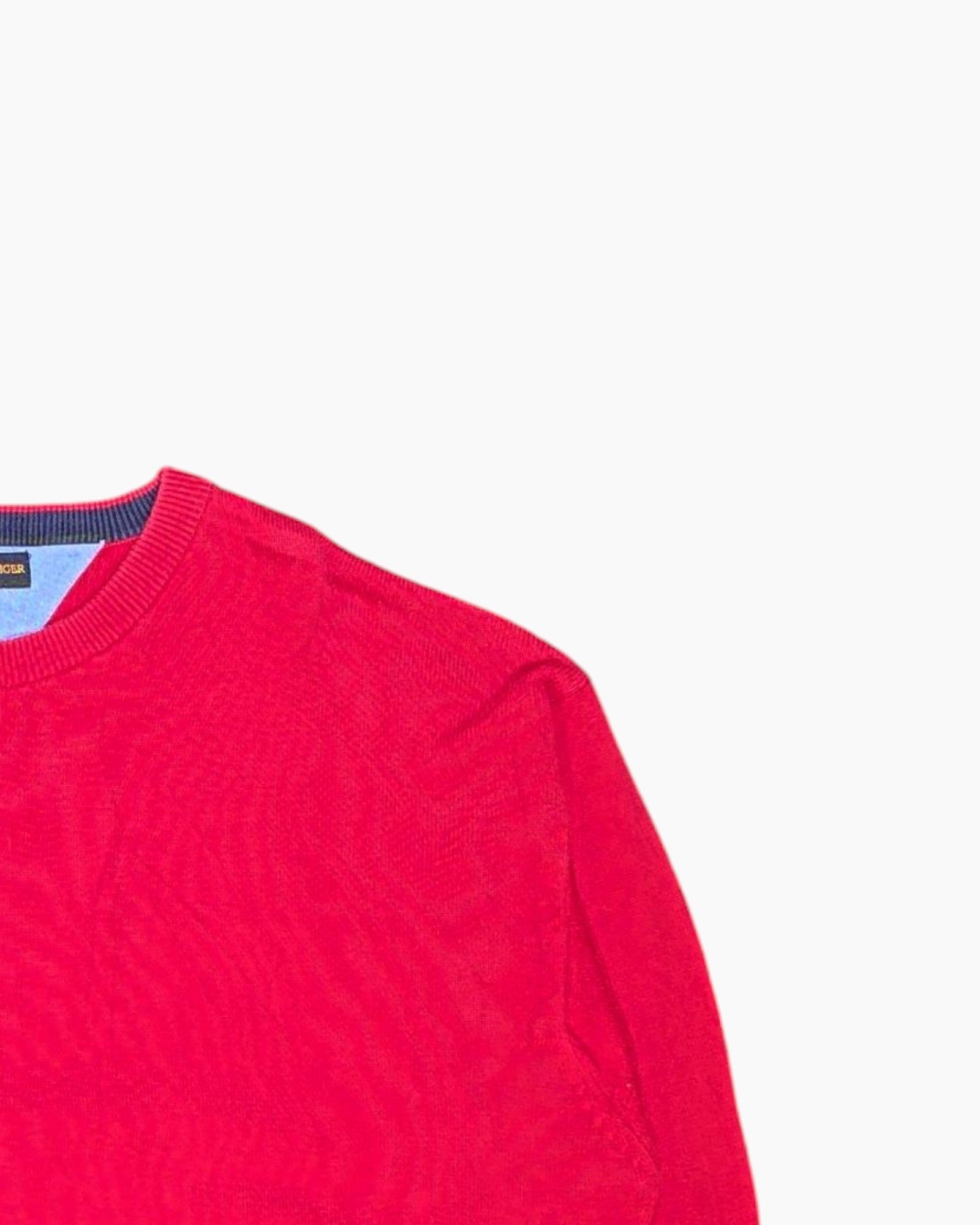 Front-detail-2 Vintage 90s Tommy Hilfiger Pullover Sweater – Red Crest Golf