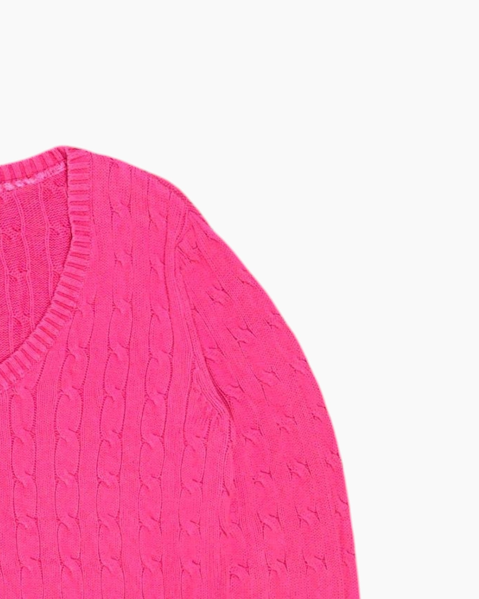 Front-detail-2 Pre-owned Tommy Hilfiger Pullover Sweater – Pink Cable Knit