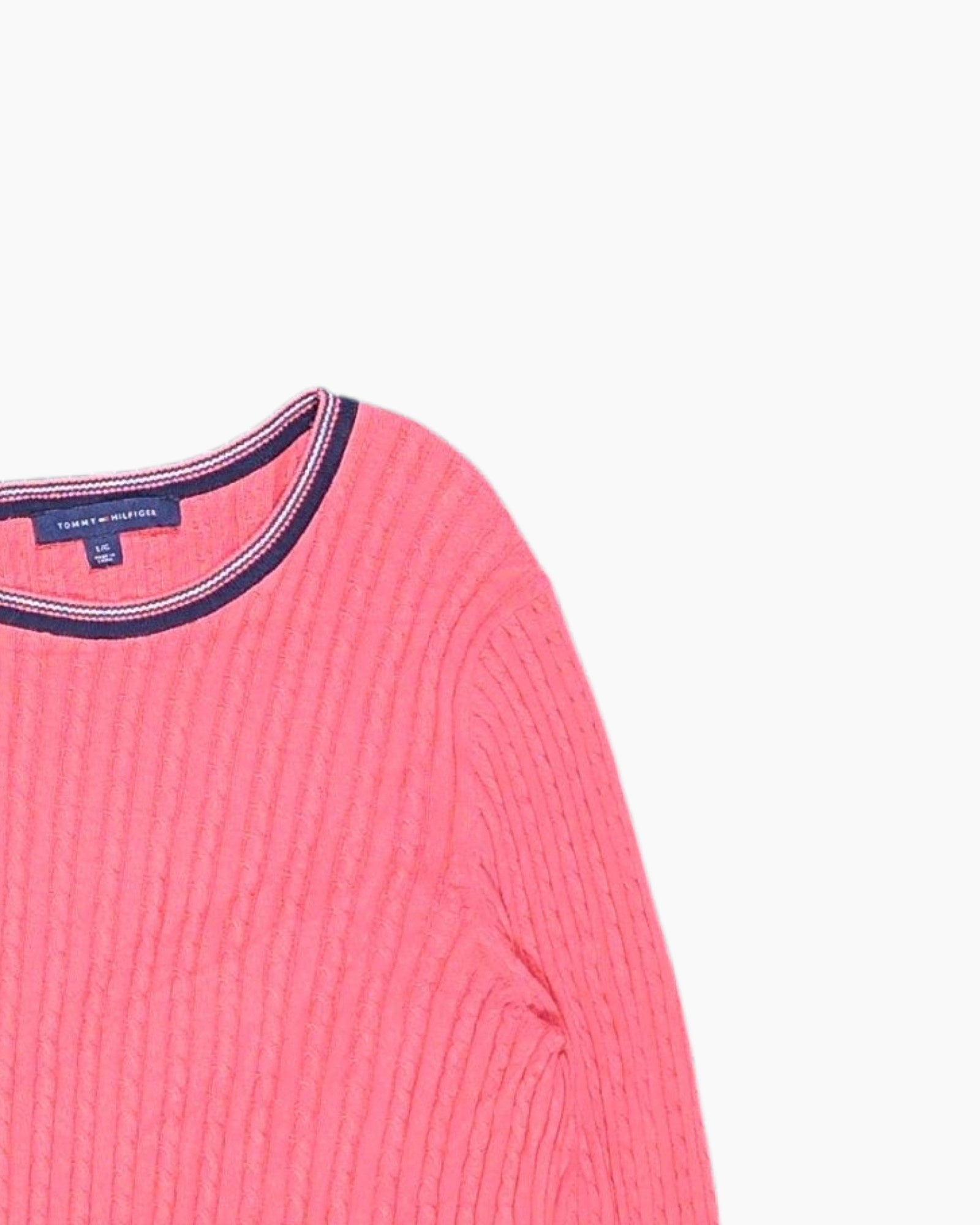 Front-detail-2 Pre-owned TOMMY HILFIGER Pullover Sweater – Pink Scalloped Hem