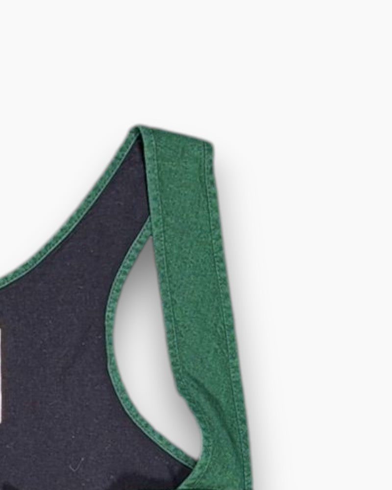 Front-detail-2 Vintage 70s/80s trachten-madl Crop Top – Green Zip-Front Bodice